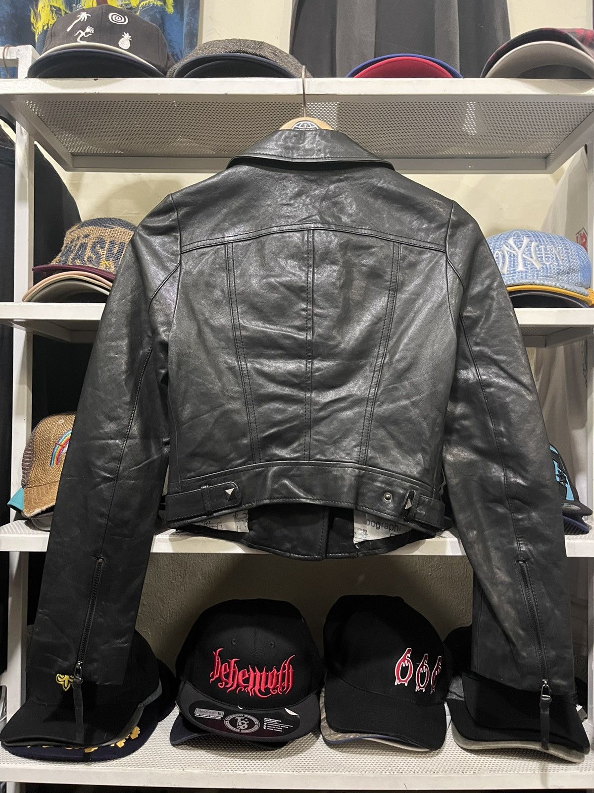 Genuine Leather Black Vegan Leather Moto Women's Size S / US 4 / IT 40 - 6 Thumbnail