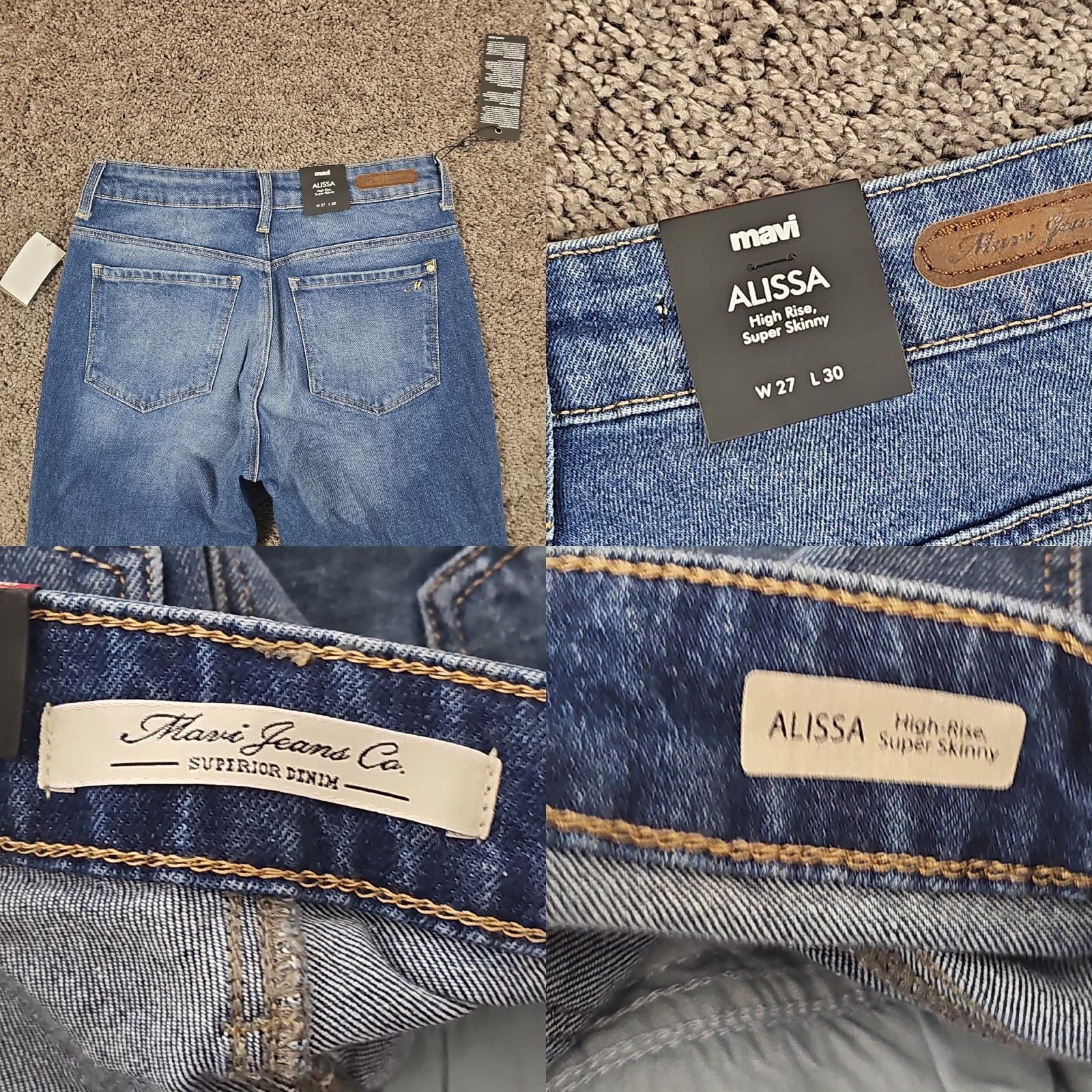 Mavi Mavi Jeans Womens Skinny Low Rise Medium Wash Stretch Denim Alissa 27 26x30 Blue Size 27" / US 4 / IT 40 - 8 Thumbnail