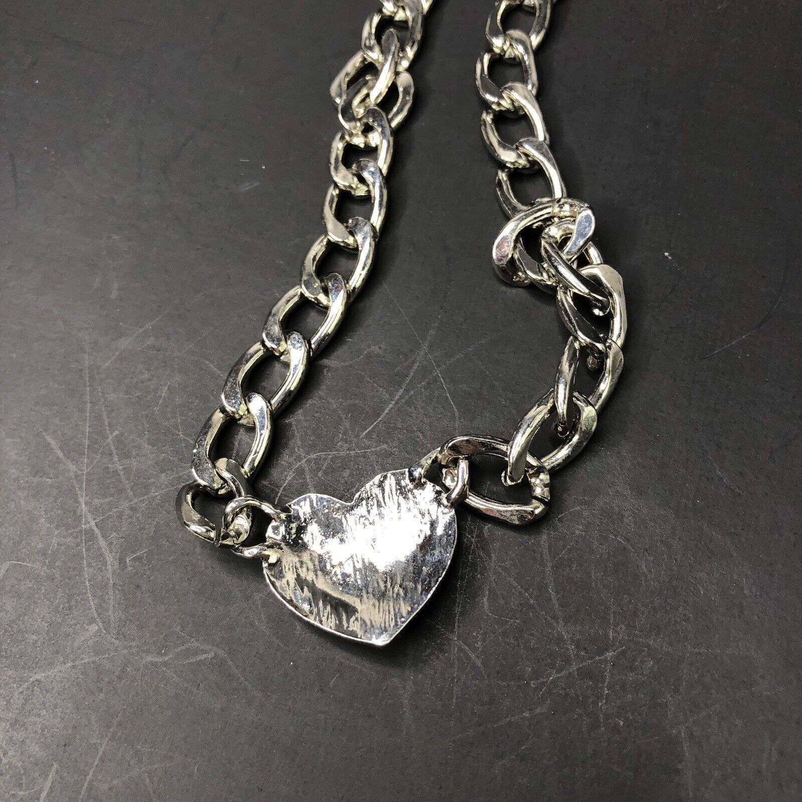 Other Heart Cuban Link Chain Clear Rhinestones Pendant necklace18" Size ONE SIZE - 7 Thumbnail