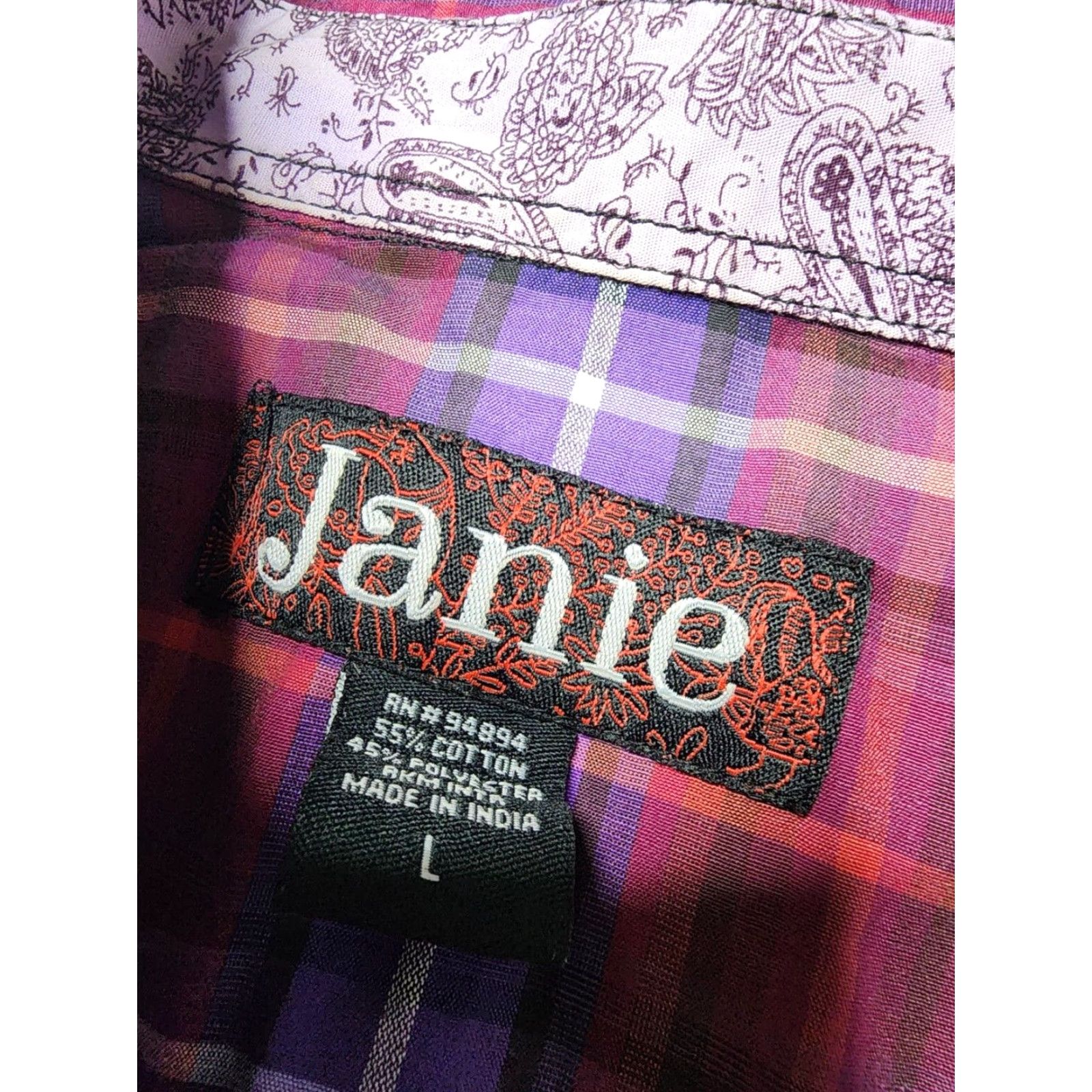 Vintage Janie Womens L Embroidered Pearl Snap Front Plaid Western Shirt Size L / US 10 / IT 46 - 5 Thumbnail