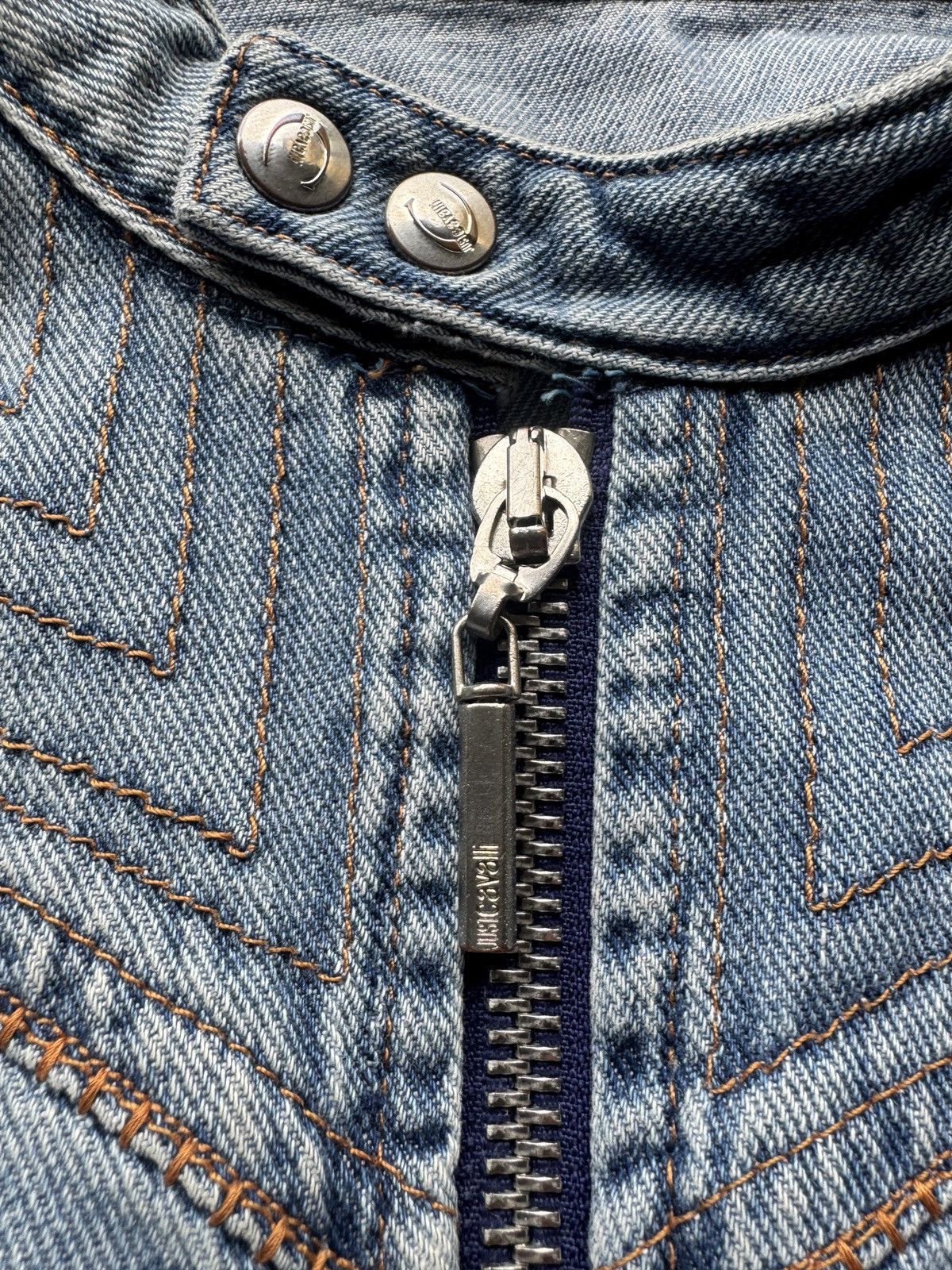 Roberto Cavalli Just Cavalli Denim Jacket Y2K Biker Distressed Size US M / EU 48-50 / 2 - 5 Thumbnail