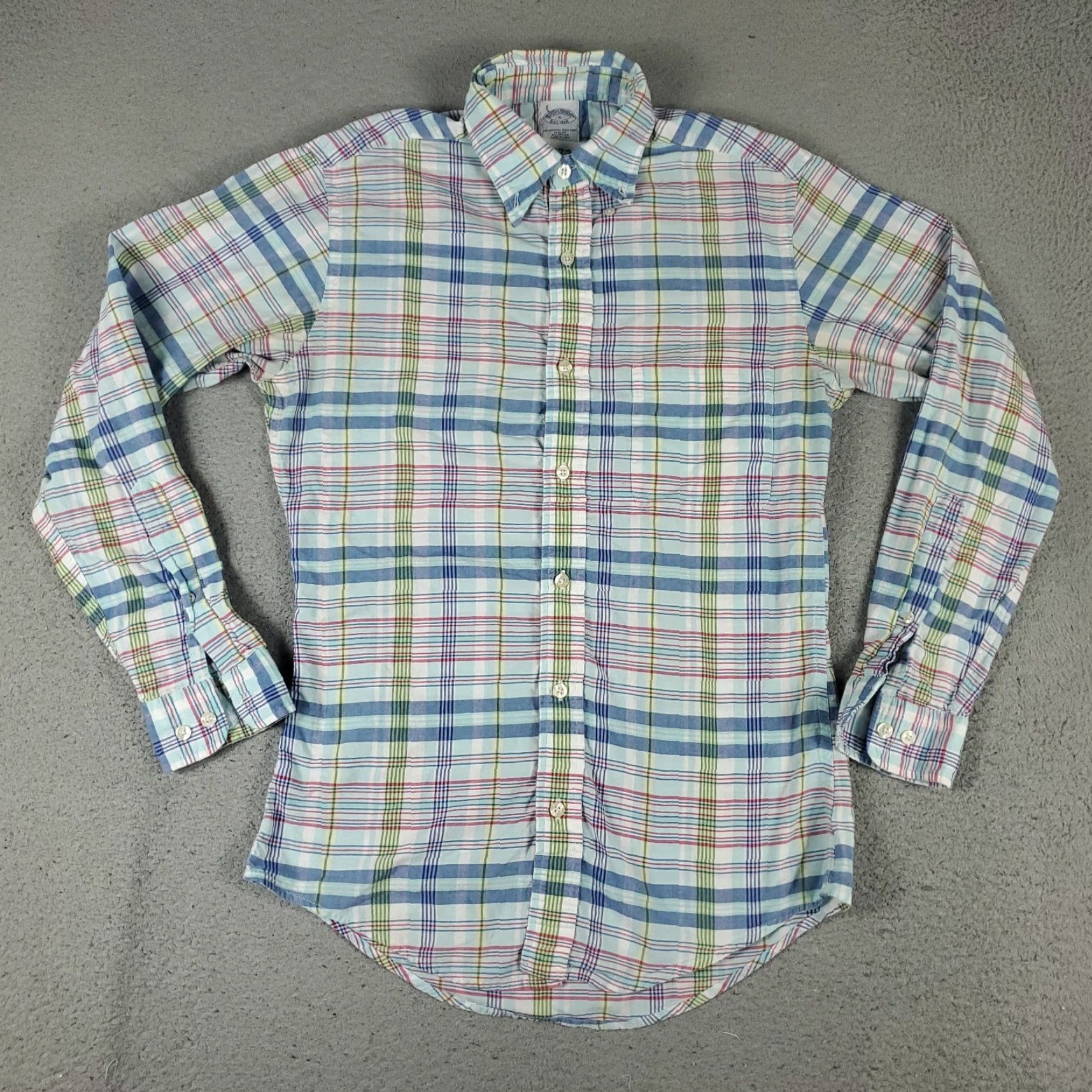 Brooks Brothers Brooks Brothers Slim Fit Button-Up Shirt Mens Small Blue Plaid Long Sleeve Size US S / EU 44-46 / 1 - 2 Thumbnail