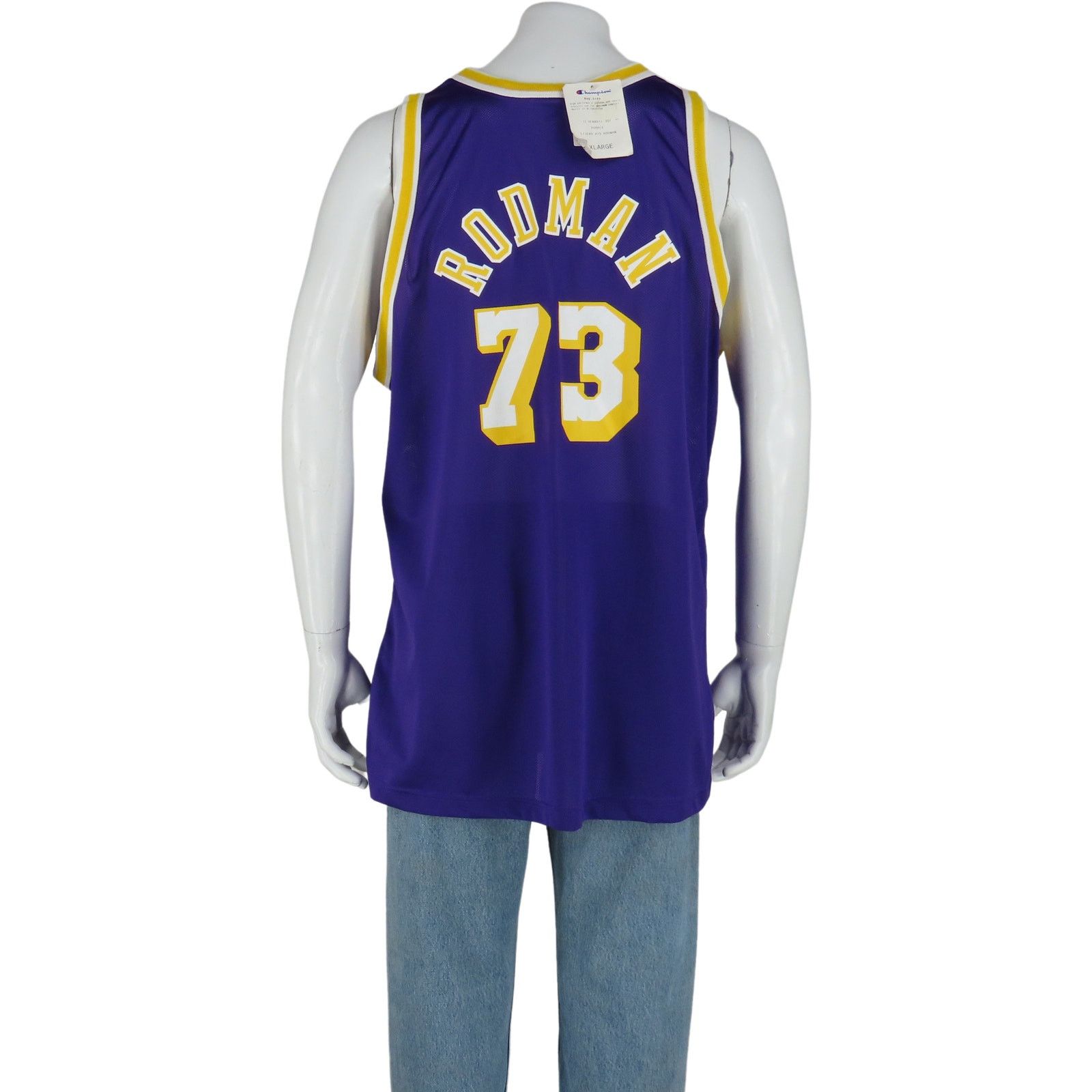 Champion Vintage LA Lakers 73 Dennis Rodman Champion Jersey Deadstock Size US XL / EU 56 / 4 - 2 Thumbnail