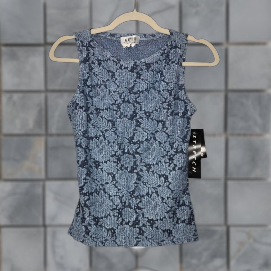 Vintage VINTAGE A Byer Tank Top Fairy Whimsy Tank Office Siren Floral Lace Style Med Blue Tank Women M NWT Size M / US 6-8 / IT 42-44 - 1 Thumbnail