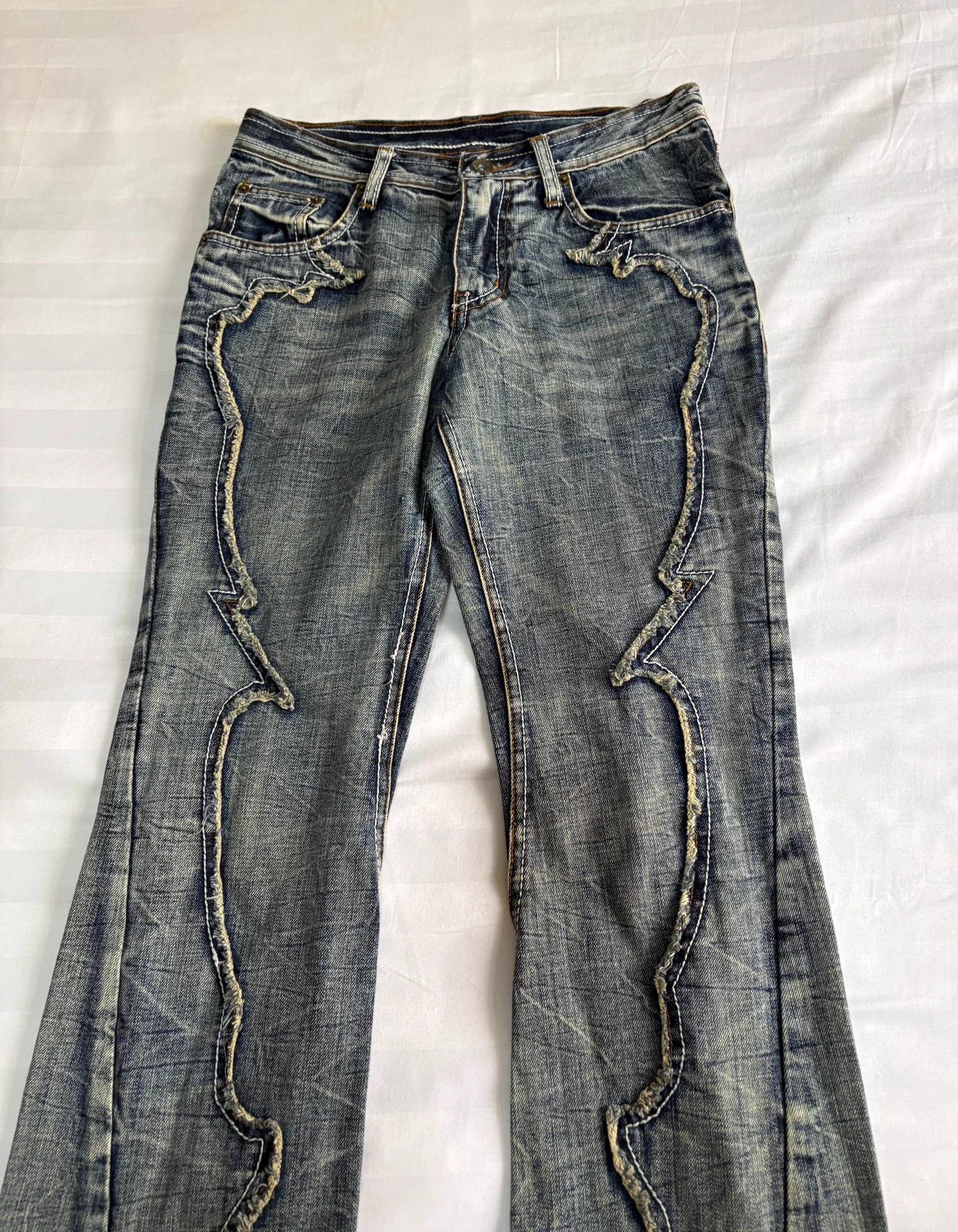 semanticdesign Semanticdesign Jpn Vintage Paneled Distressed Jeweled Denim Size US 29 - 6 Thumbnail