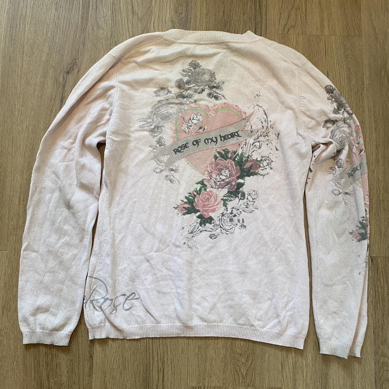 Other Cashmere Rose of my heart pink and white sweater Size US L / EU 52-54 / 3 - 1 Thumbnail