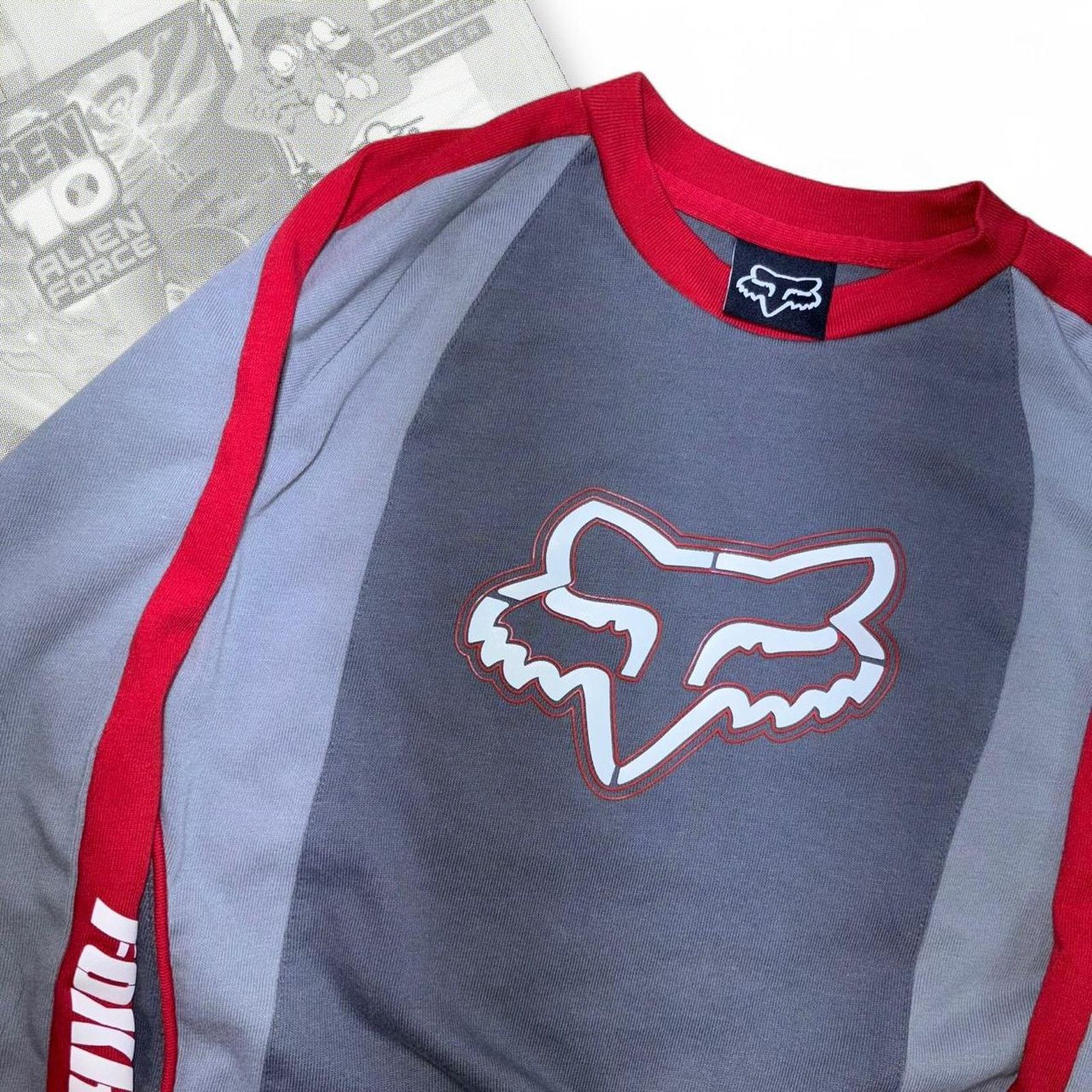 Fox Racing Vintage Y2K Red / Gray Striped Fox Graphic Long sleeve Tee Size XS / US 0-2 / IT 36-38 - 8 Thumbnail