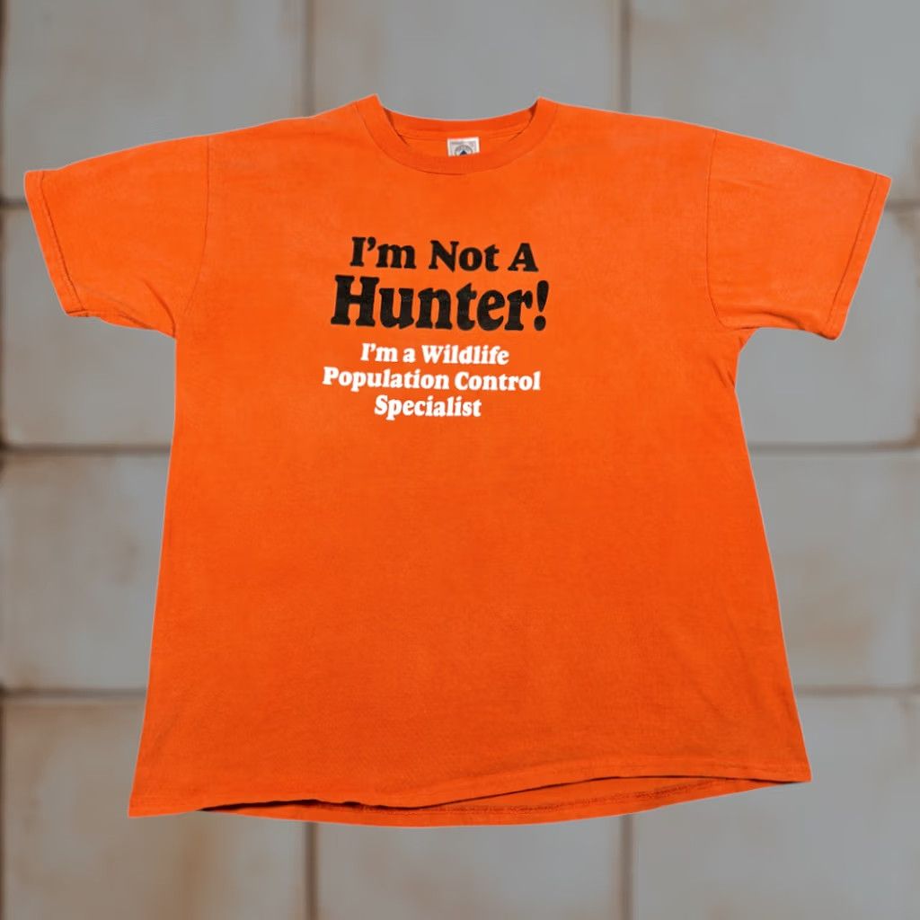 Delta VINTAGE Delta Not A Hunter Shirt Adult LARGE Orange 90s T-Shirt Mens Not A Hunter Quote Wildlife Control 90s Size US L / EU 52-54 / 3 - 1 Thumbnail