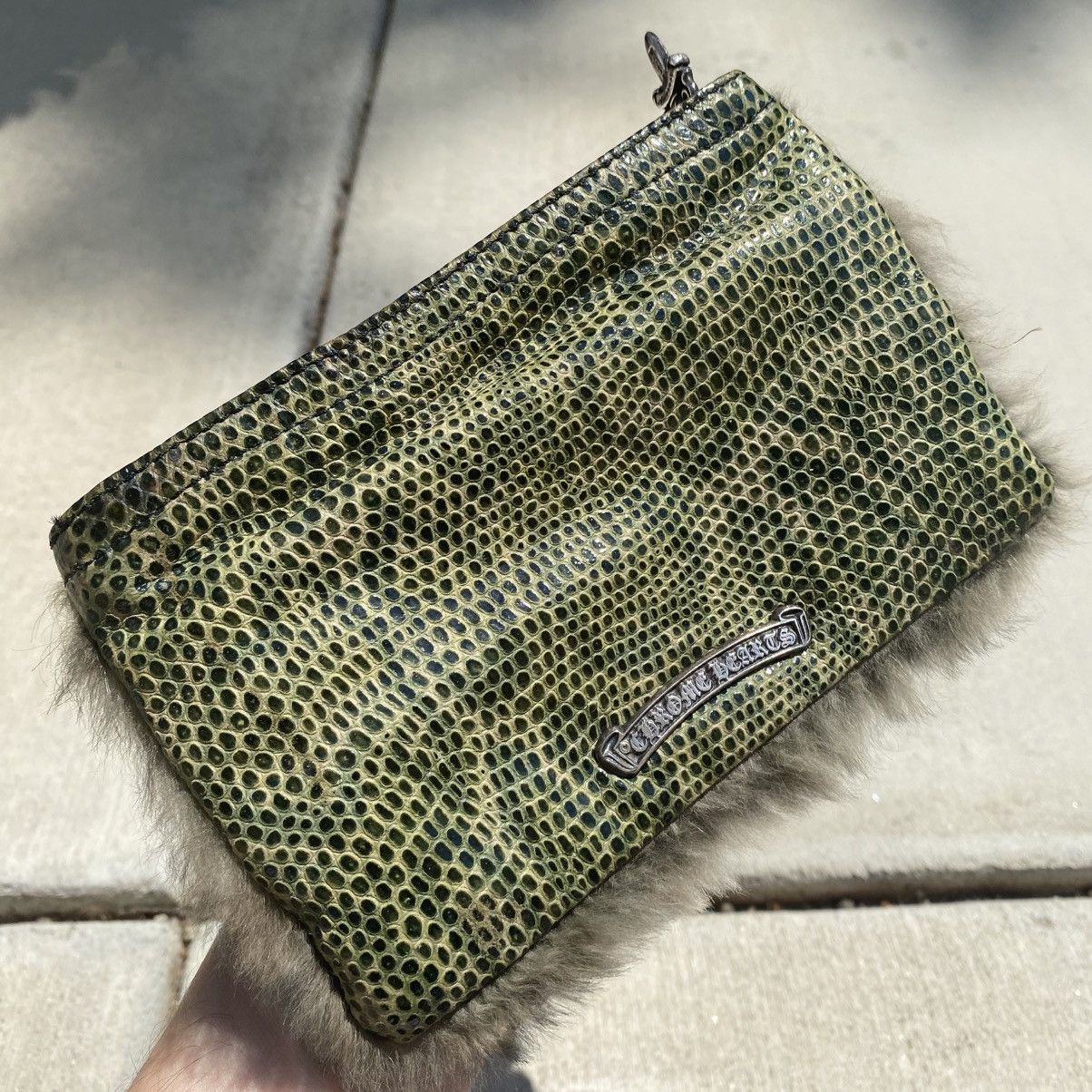Chrome Hearts Chrome Hearts Rabbit Fur Green Lizard Skin Coin Zip Wallet Size ONE SIZE - 7 Thumbnail