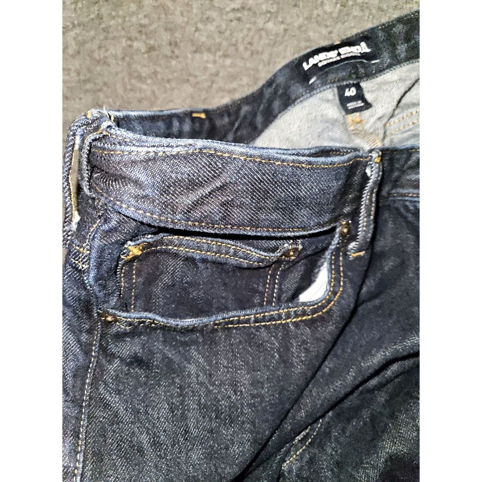 Lands' End Land'S End Square Rigger Jeans Mens 40 Dark Wash Blue Mid Rise Adjustable Waist Denim Size US 40 / EU 56 - 7 Thumbnail