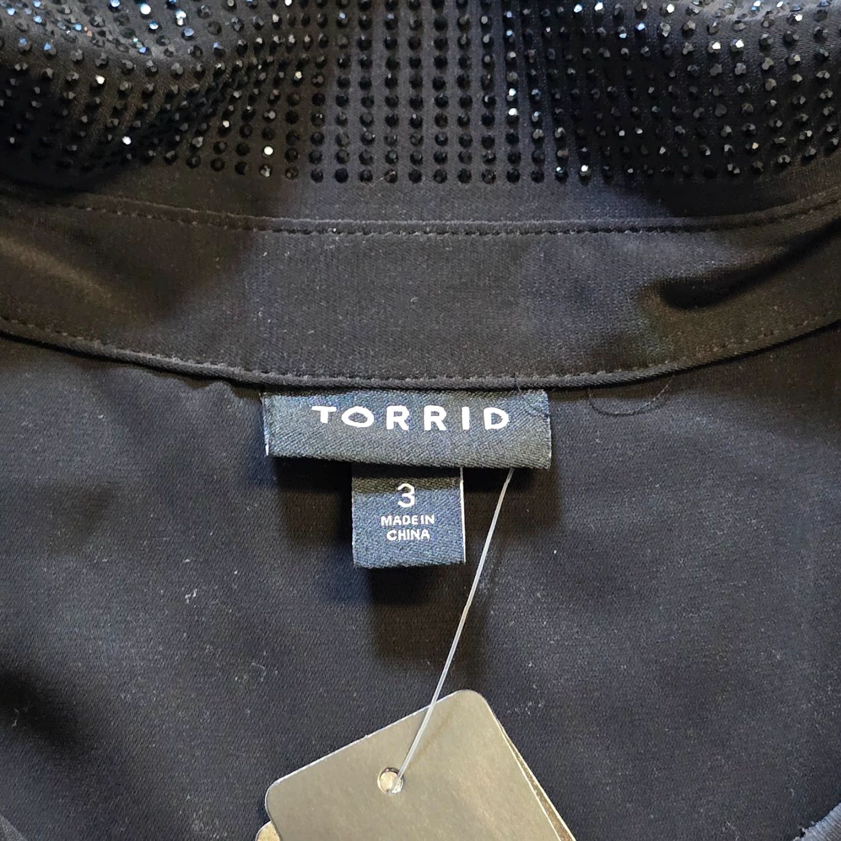 Torrid Torrid Blouse Womens 3X Black Sheer Glitter Trim Button Long Sleeve Casual Shirt Size XXL / US 16-18 / IT 52-54 - 3 Thumbnail
