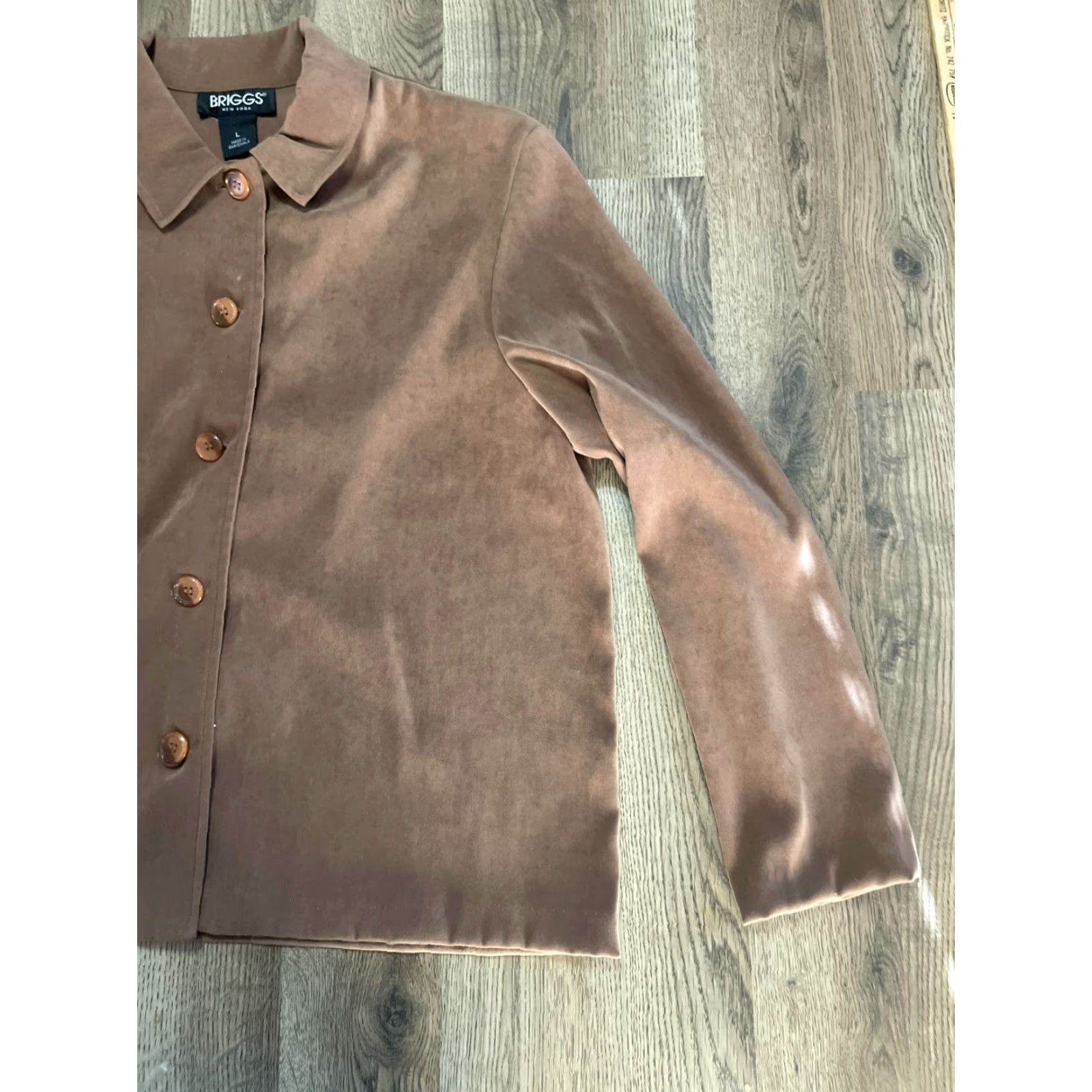 Vintage VINTAGE? (No) Briggs Jacket Women's Large Brown Button Up Blazer Long Sleeve Casual Fall Spring Summer Polyester Solid Regular Pink? Size L / US 10 / IT 46 - 4 Thumbnail