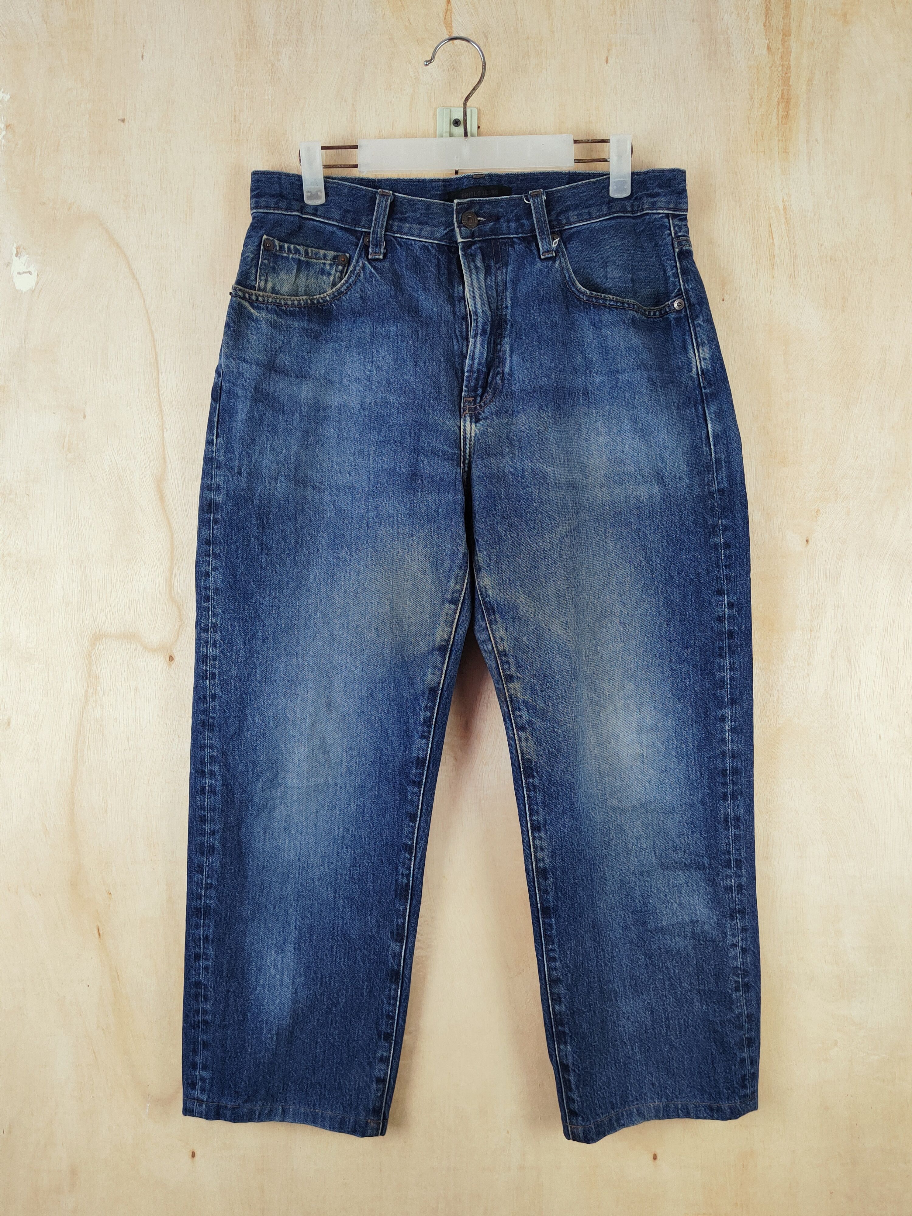 Japanese Brand Uniqlo Japanese Fabric by Kaihara Blue Ripped Jeans #S2655 Size US 31 - 1 Thumbnail