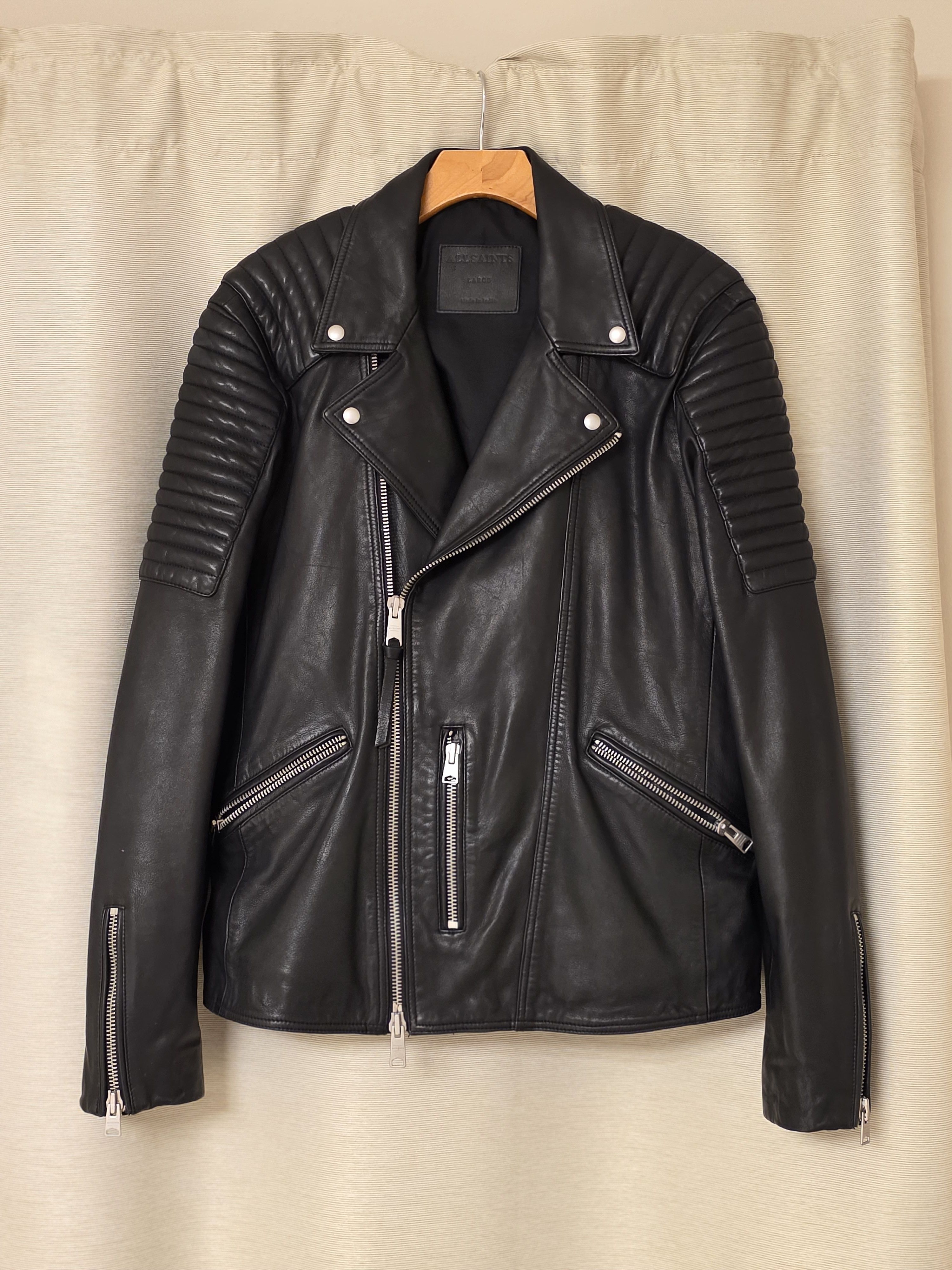 Allsaints AllSaints Estello black leather biker jacket Size US L / EU 52-54 / 3 - 1 Thumbnail