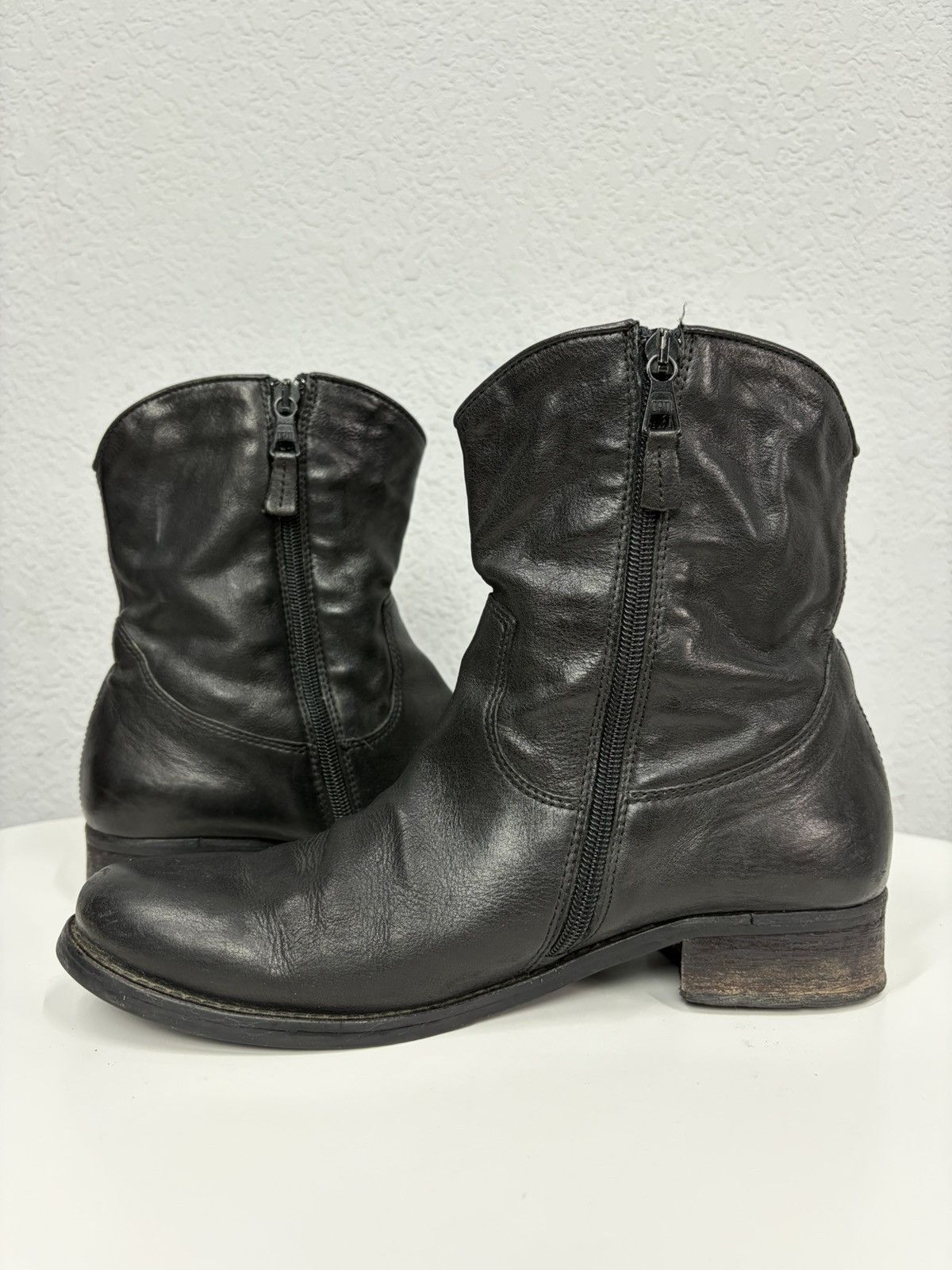 Hedi Slimane AS 98 Vibe Artisan Black Leather Side Zip Ankle Biker Boots Size US 7.5 / EU 40-41 - 4 Thumbnail