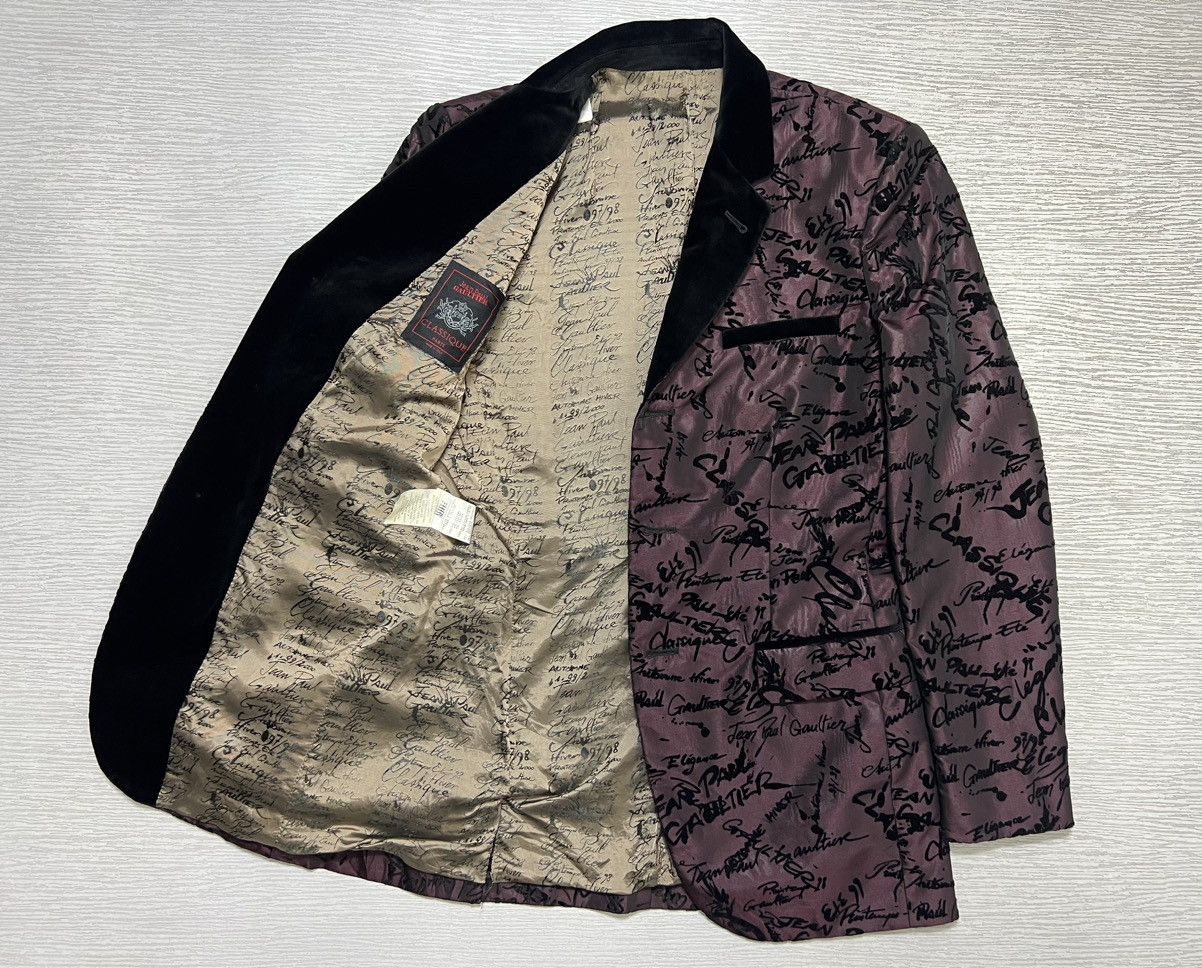 Jean Paul Gaultier JPG AW 97-98 Signature Monogram Print Velvet Jacquard Blazer Size US XS / EU 42 / 0 - 2 Thumbnail