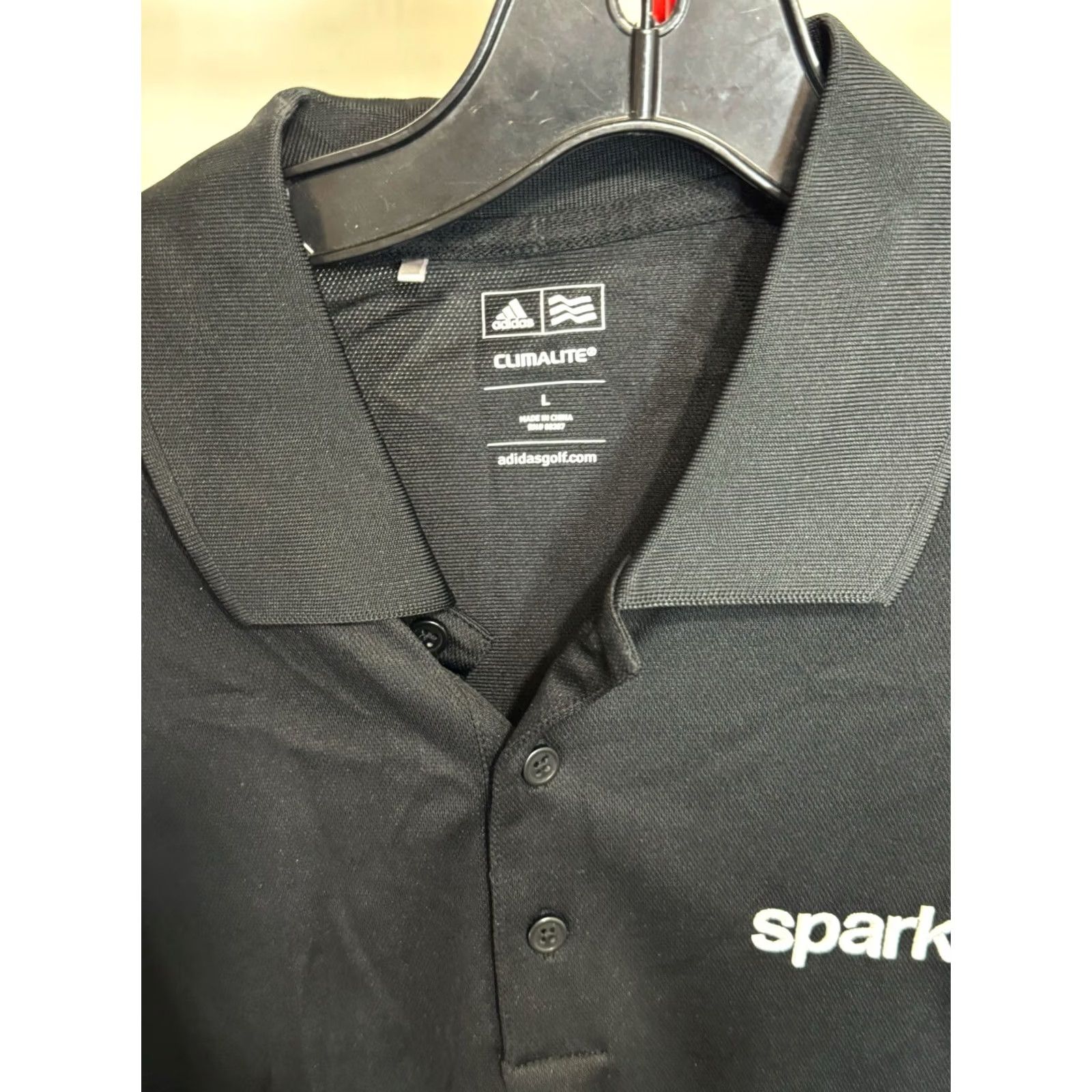 Adidas Adidas Polo Shirt Mens L Black SHARp Embroidered Sparks Golf POLO Shirt Large L Size US L / EU 52-54 / 3 - 6 Thumbnail