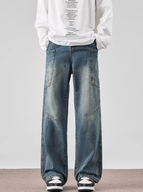 Japanese Brand × Jean Retro distressed loose-fitting trendy washed jeans Size US 32 / EU 48 - 1 Thumbnail