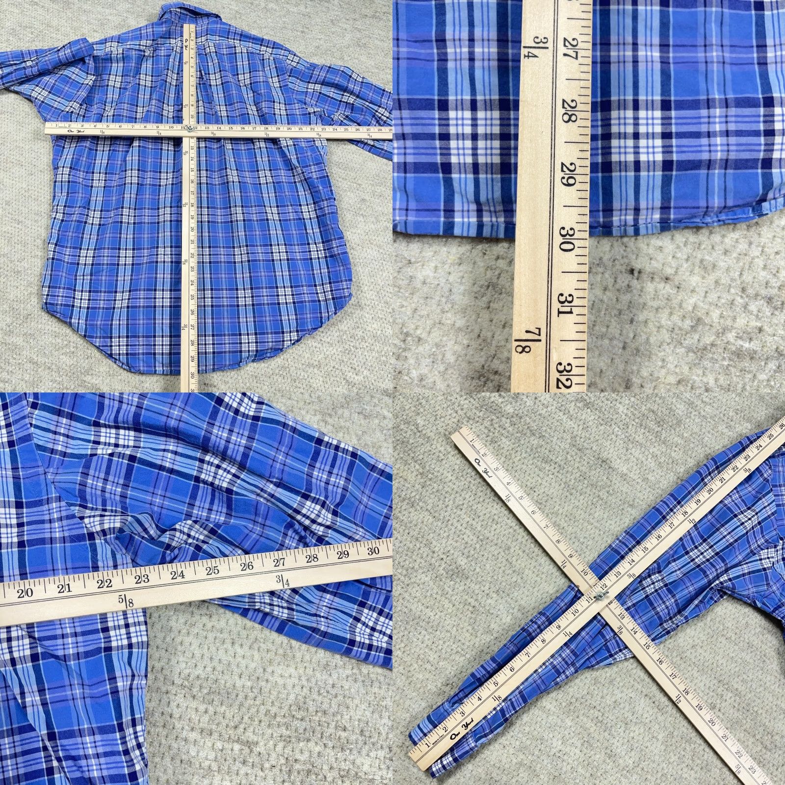 Ralph Lauren Ralph Lauren Shirt Men XL Classic Fit Blue Plaid Button Up Dress Poplin Tartan Size 46R - 8 Thumbnail