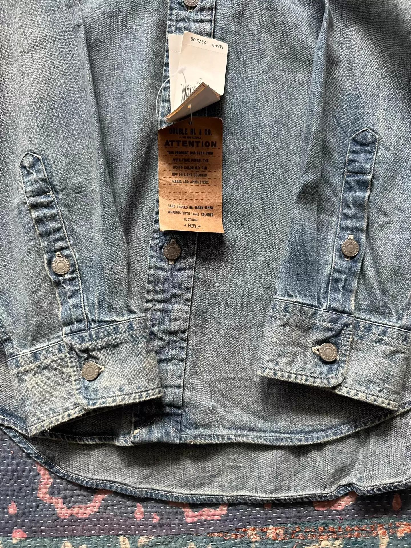 RRL Ralph Lauren RRL Distressed Denim Shirt L Mid-Weight Classic Size US L / EU 52-54 / 3 - 3 Thumbnail