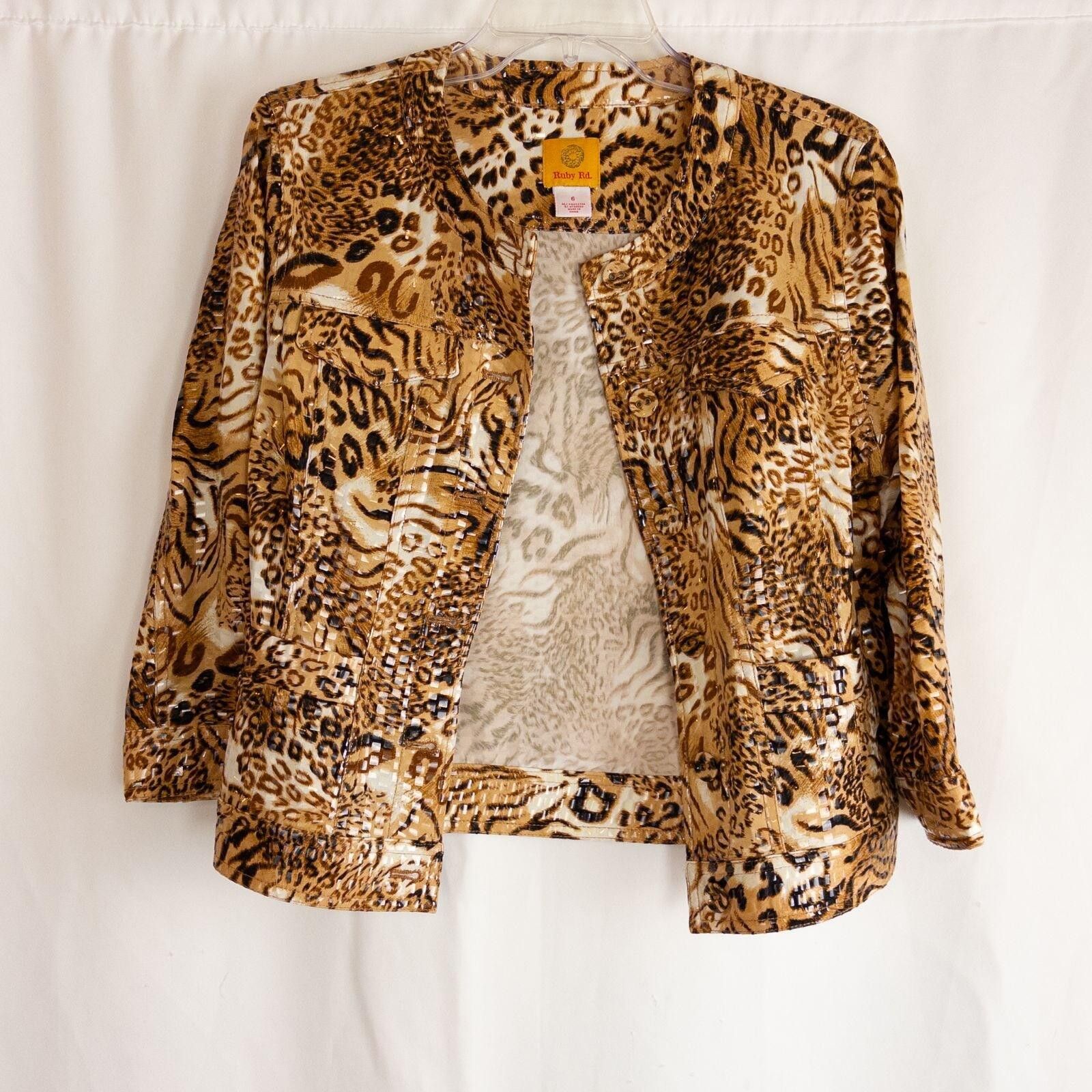 Other Ruby Road Brown Cheetah Print Jacket Womens 6 Small Size M / US 6-8 / IT 42-44 - 1 Thumbnail