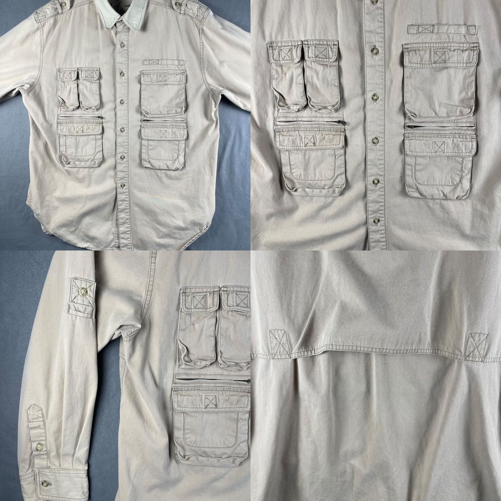 Vintage VINTAGE Authentic American Sportswear Safari Jacket Field Jacket Mens XL Beige Pockets Corduroy Collar Casual Military Jacket 80s 90s Western Mens Size US XL / EU 56 / 4 - 8 Thumbnail
