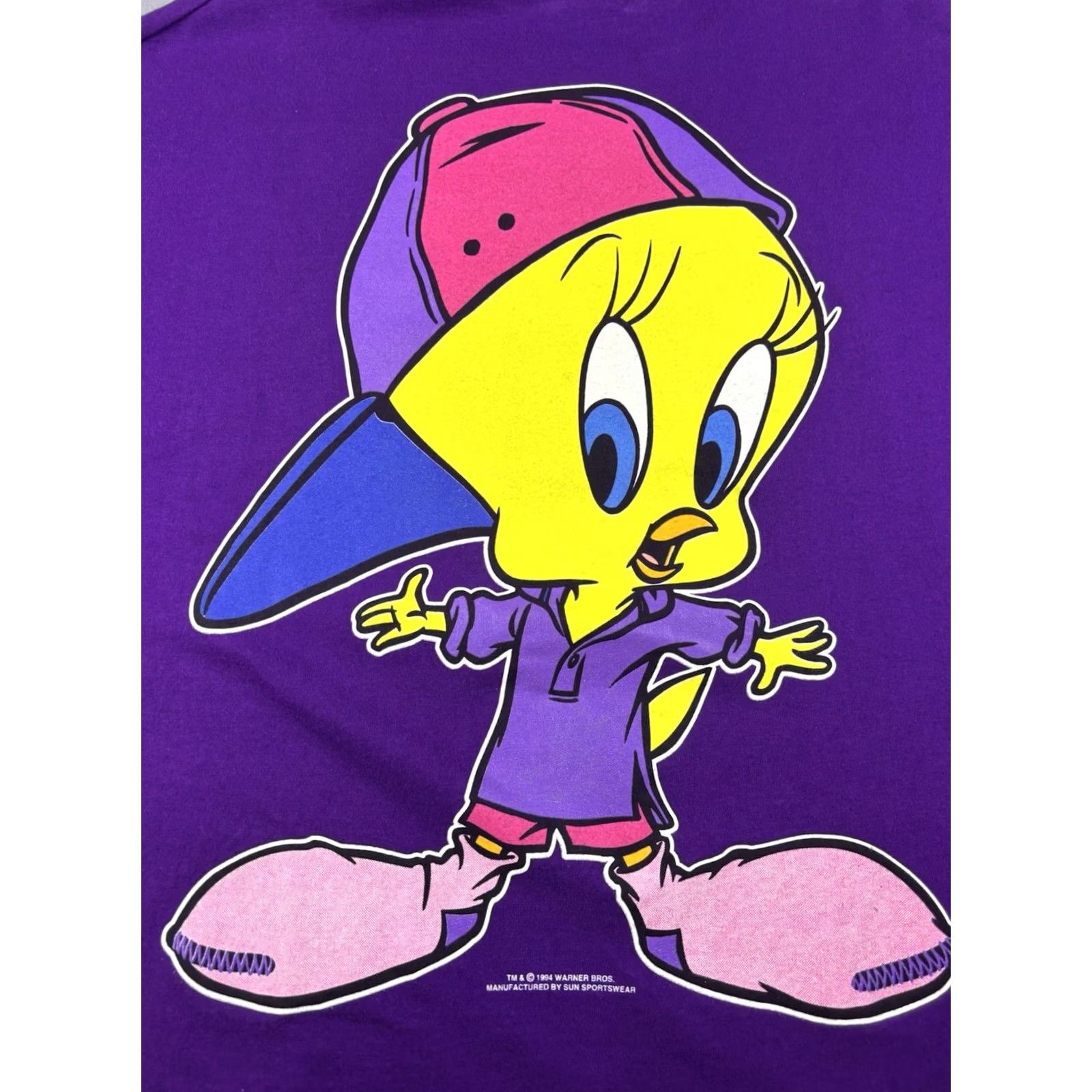 Vintage VINTAGE Looney Tunes Tweety Bird Shirt L Men Purple Double Sided USA 90s Size US L / EU 52-54 / 3 - 6 Thumbnail