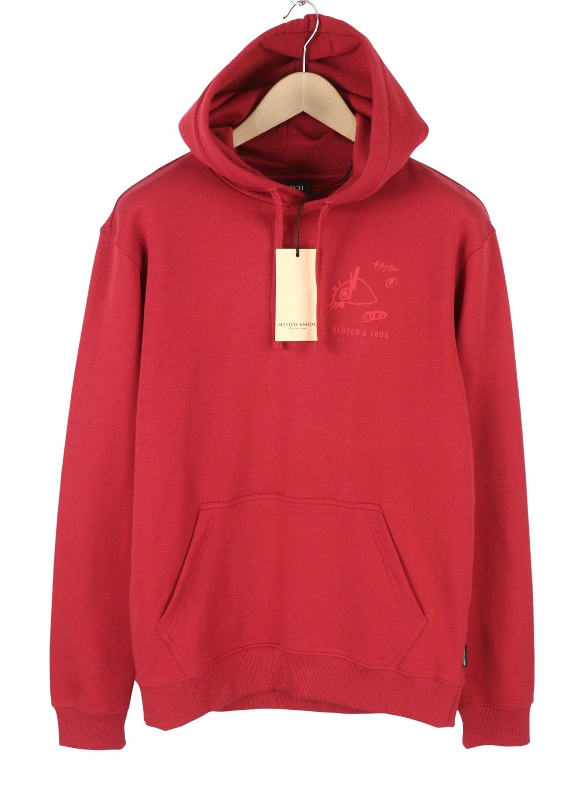Scotch & Soda M Red Cotton Kangaroo Hoodie 88556 Size US M / EU 48-50 / 2 - 1 Thumbnail