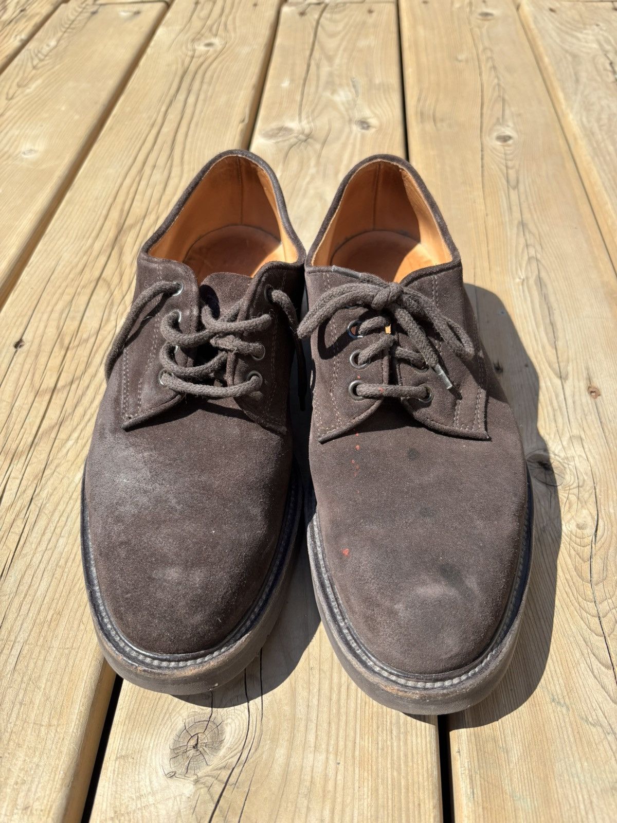 Vintage Italian Suede Derby Shoes Artisanal Blake Stitch Vero Cuoio Size US 8 / EU 41 - 5 Thumbnail