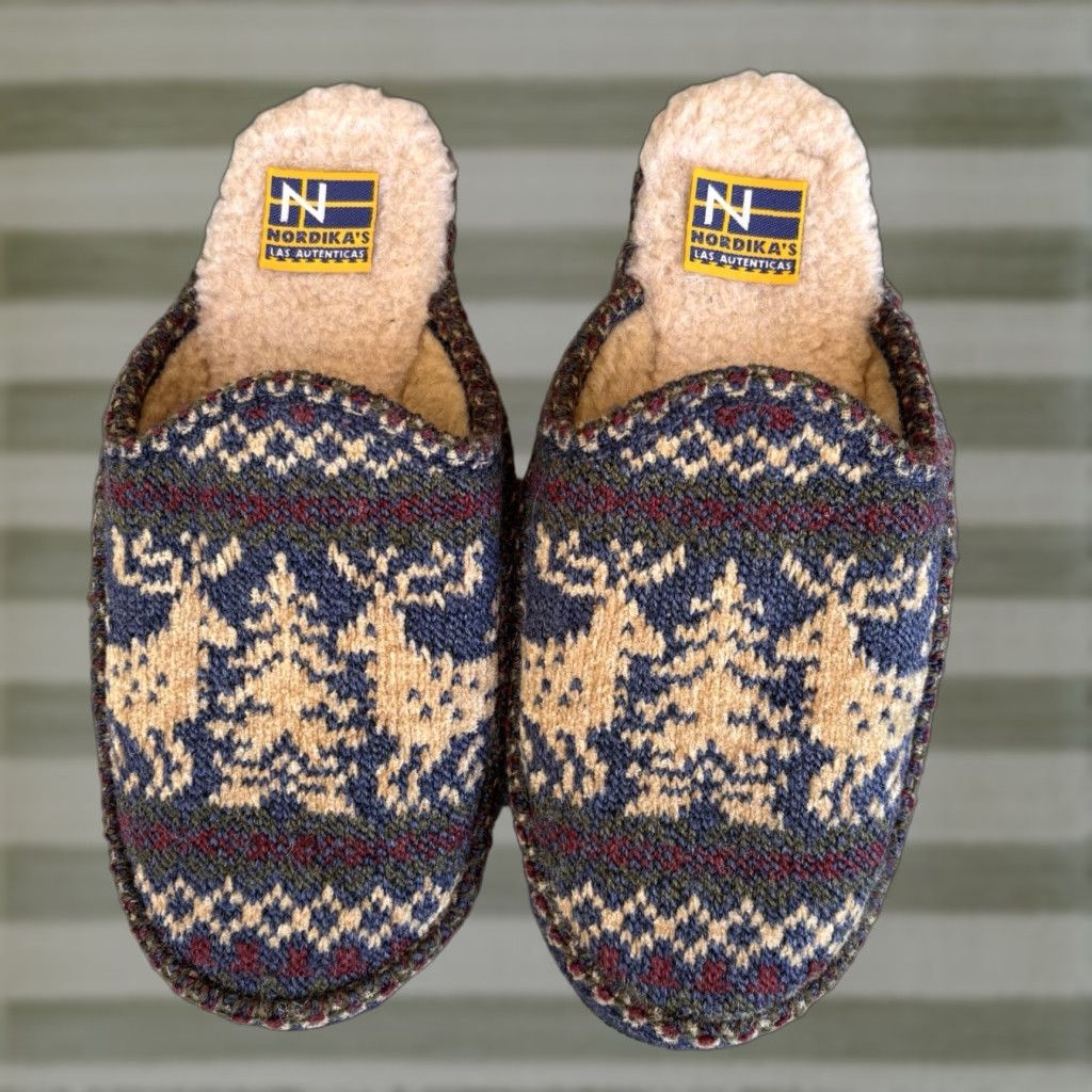 Vintage Nordikas Slip On Mule Slippers Women’s 9.5 Blue Cotton Blend Flat Winter Casual Shoes Size ONE SIZE - 1 Thumbnail