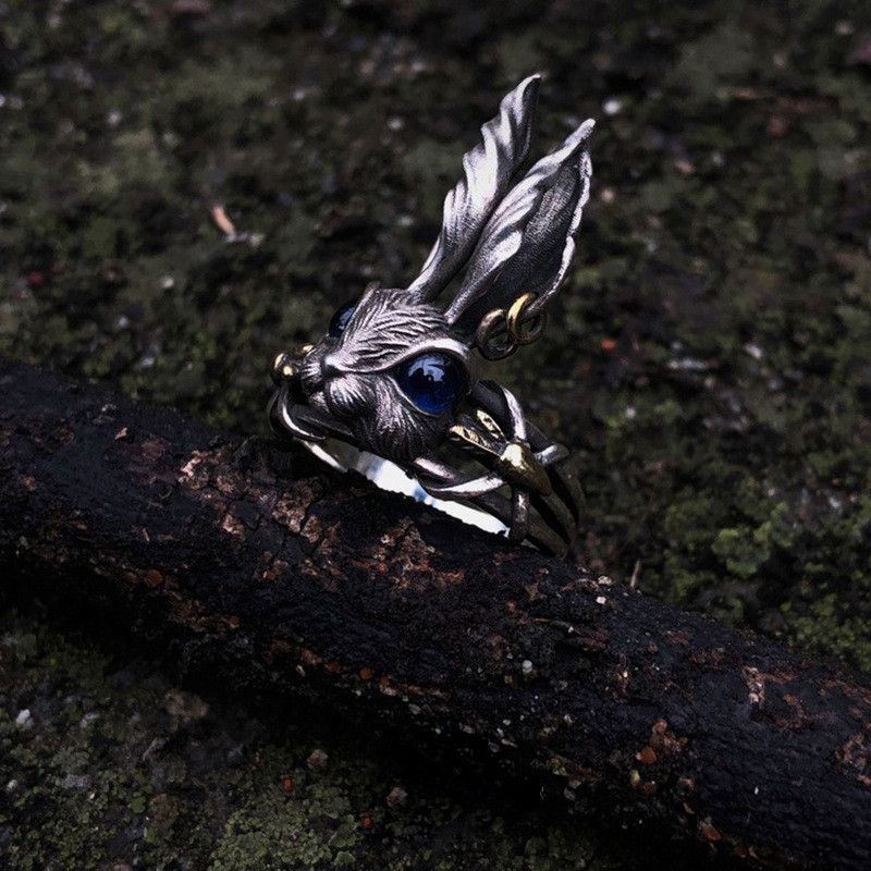 Jewelry Rabbit Punk Jewelry Rings Open Size Chrome Ring (Size 7-13) Size ONE SIZE - 2 Thumbnail