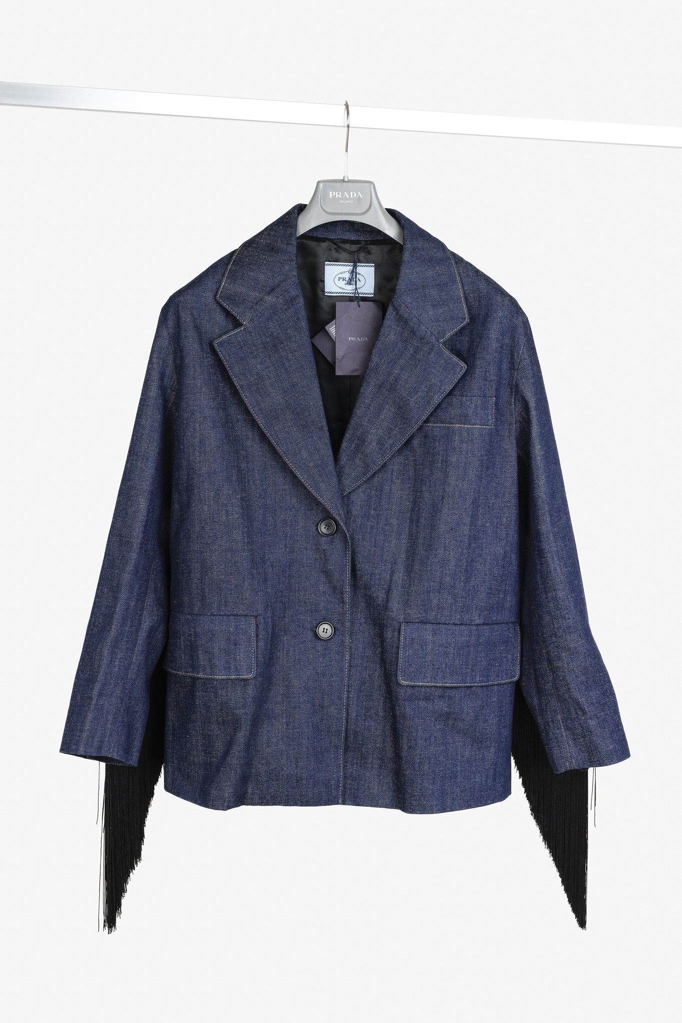 Prada Prada 2020 Runway Denim Fringe Blazer Size M / US 6-8 / IT 42-44 - 1 Thumbnail