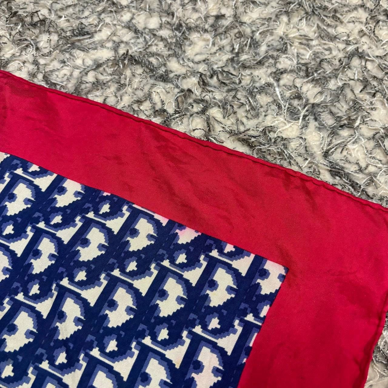 Christian Dior Monsieur Vtg Christian Dior Trotter Monogram Silk Scarf Red Border Size ONE SIZE - 5 Thumbnail