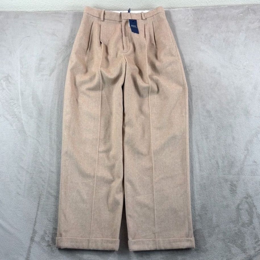 Polo Ralph Lauren Polo Ralph Lauren Wide-Leg Herringbone Pants Beige Wool 12 Women Size 34" / US 12 / IT 48 - 2 Thumbnail