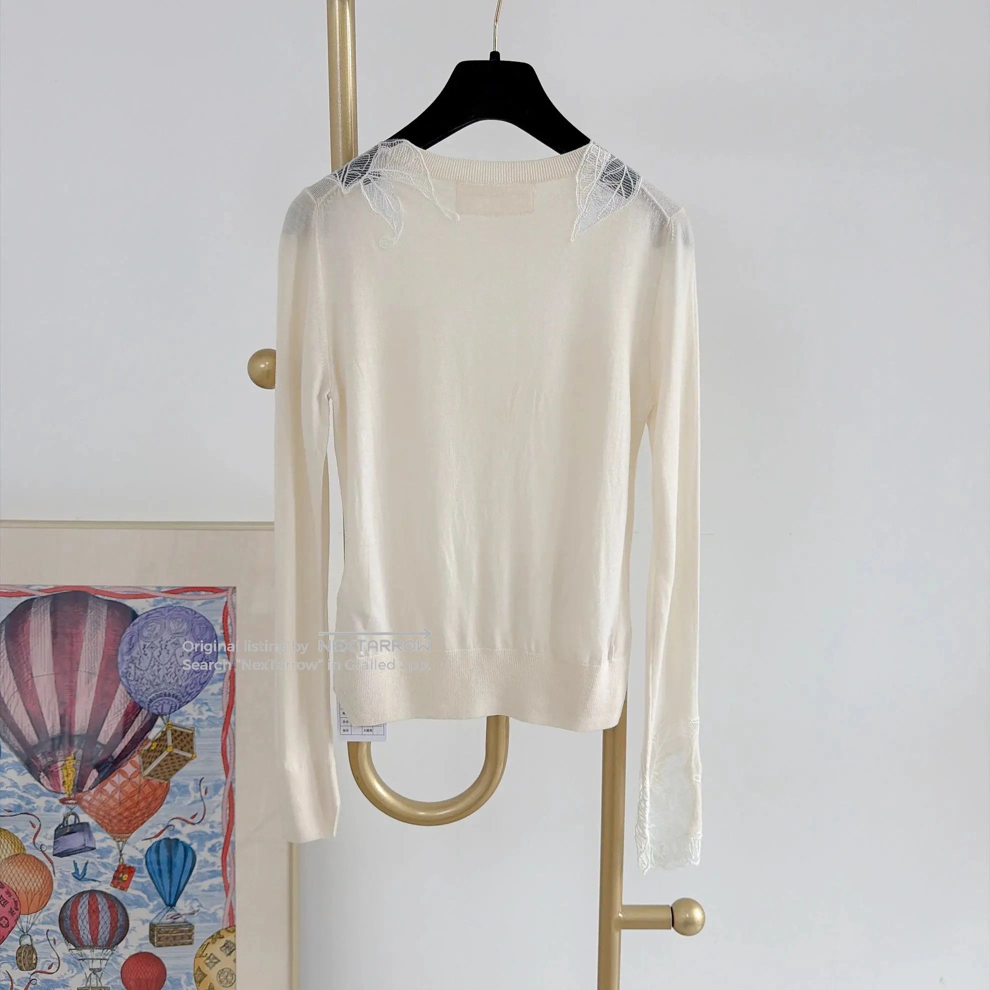 Es Beige Lace Knit Pullover Women's Size 38, Women's (Size Xs) — image 2 of 6