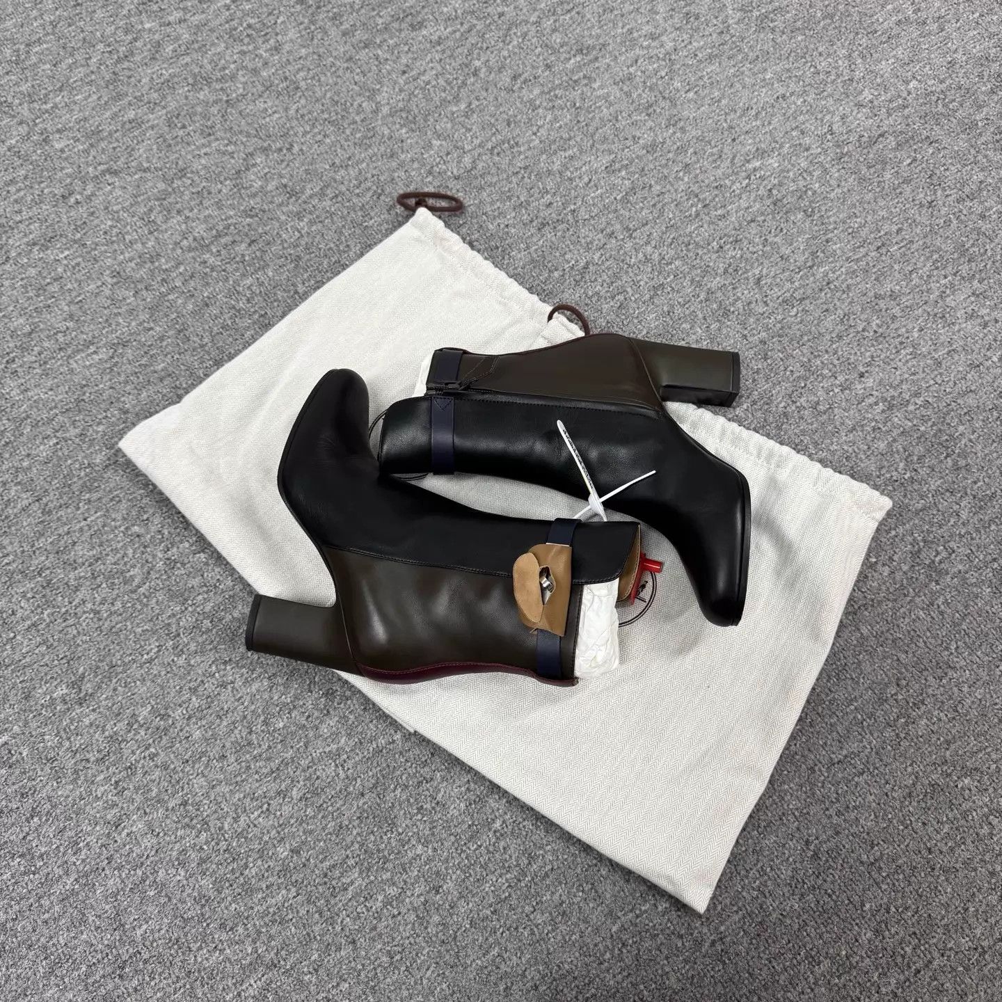 Hermes Hermes Kelly buckle color block leather short boots 36.5 Size US 6 / IT 36 - 3 Thumbnail