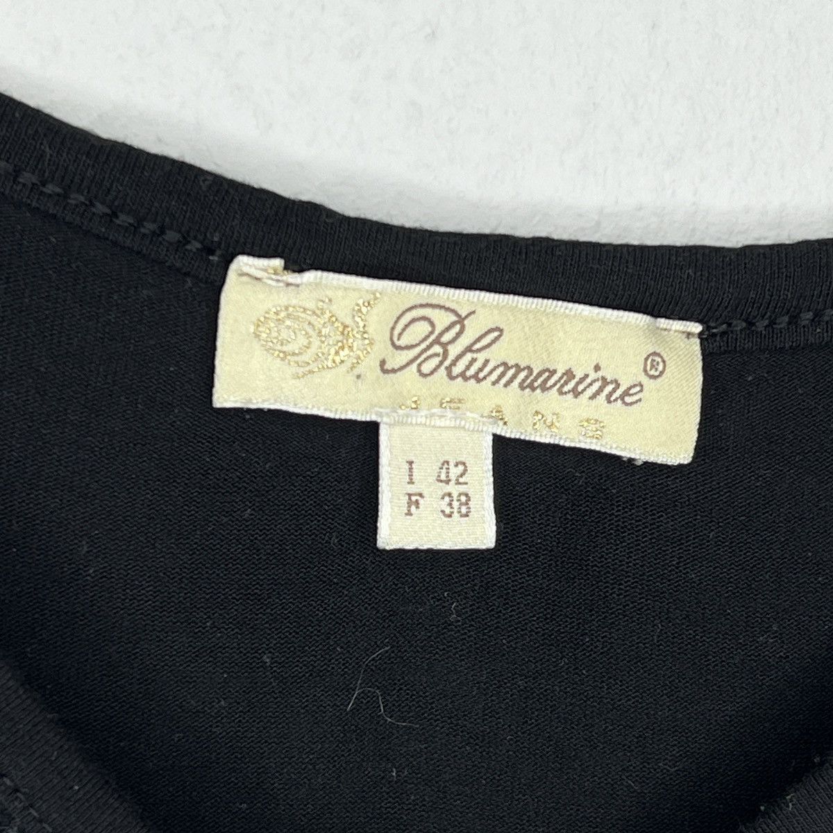 Blumarine × Designer × Japanese Brand Blumarine Crop Top Blouse Black Rhine Stone Logo Y2K Size S / US 4 / IT 40 - 6 Thumbnail