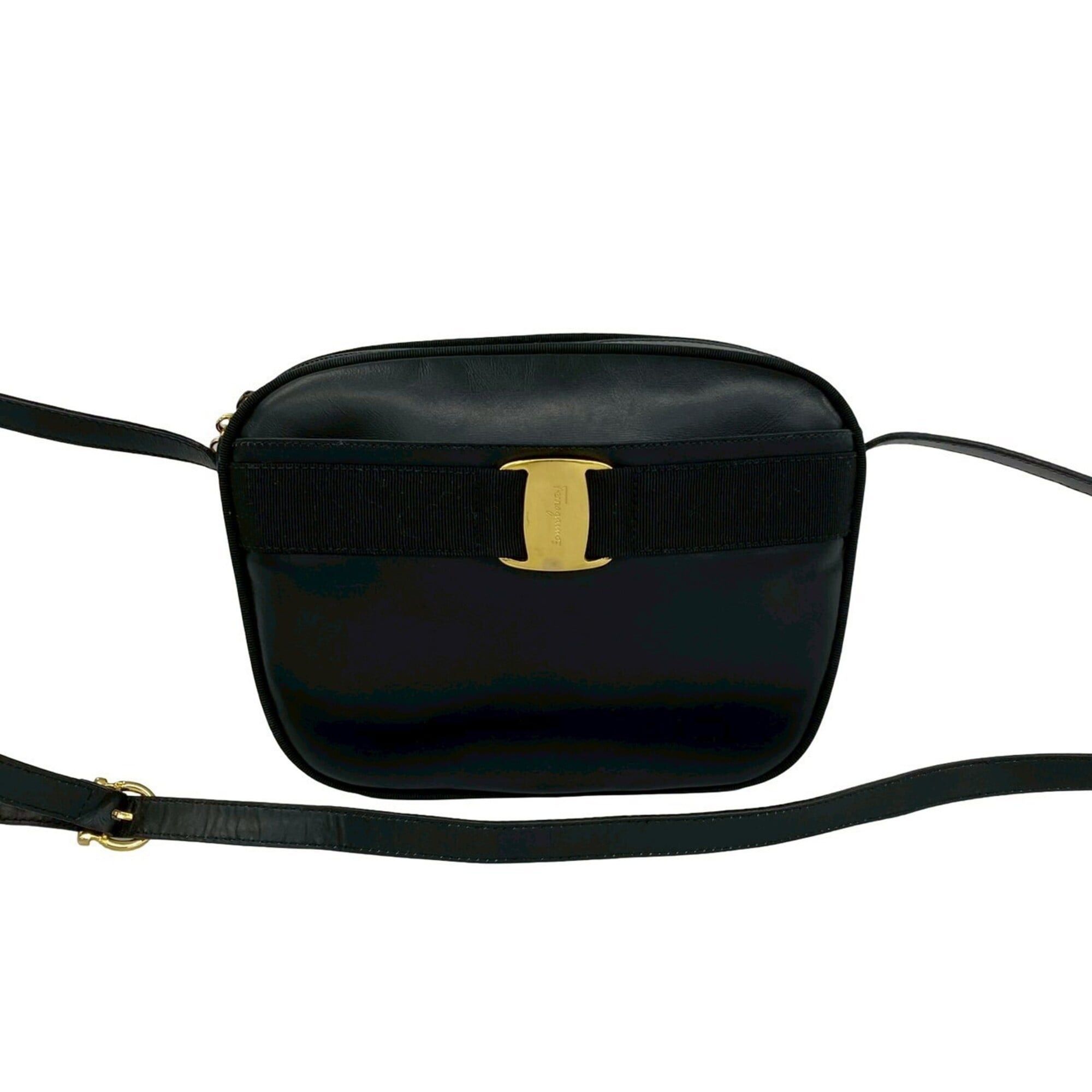 Salvatore Ferragamo Salvatore Ferragamo Vintage Vara Ribbon Leather Shoulder Bag, Black, 21451 Size ONE SIZE - 1 Thumbnail
