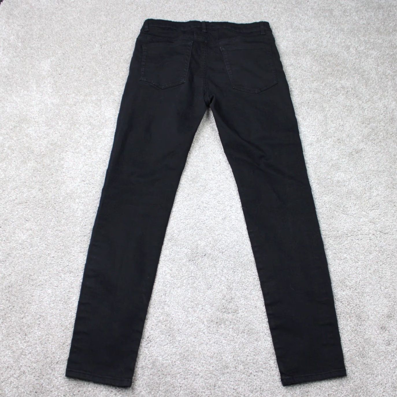 VINTAGE Saint Laurent Paris Jeans Mens 34x30 Black Distressed Denim 5-Pocket Regular Straight Mock?