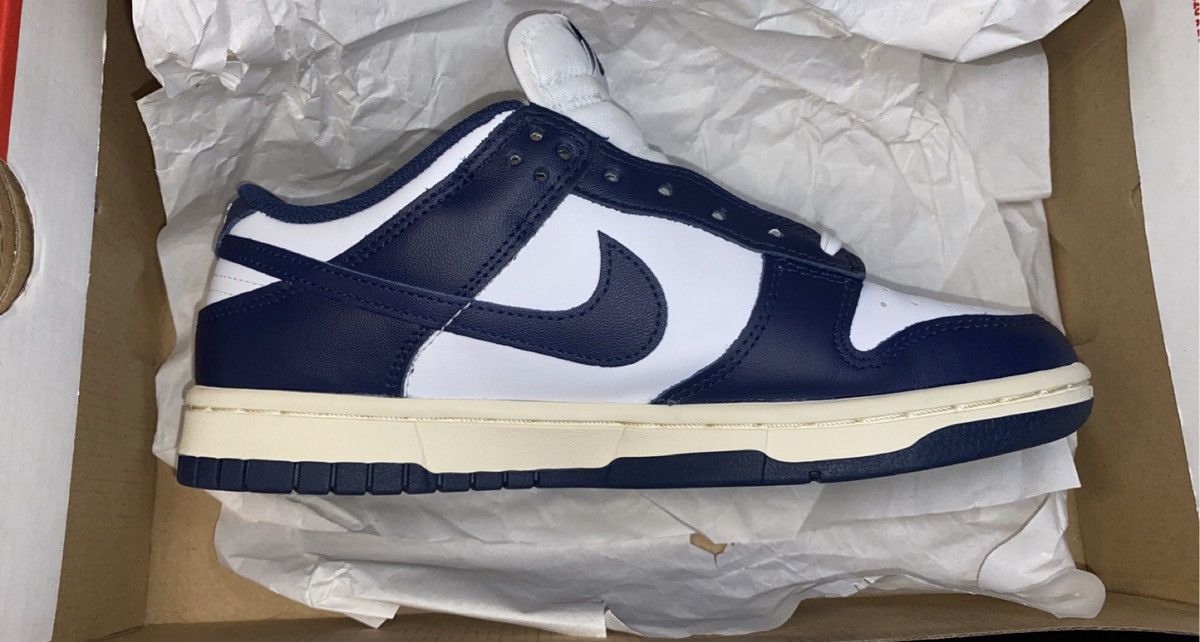 Nike Dunk Low White/BlueNavy Size US 6 / EU 39 - 5 Thumbnail