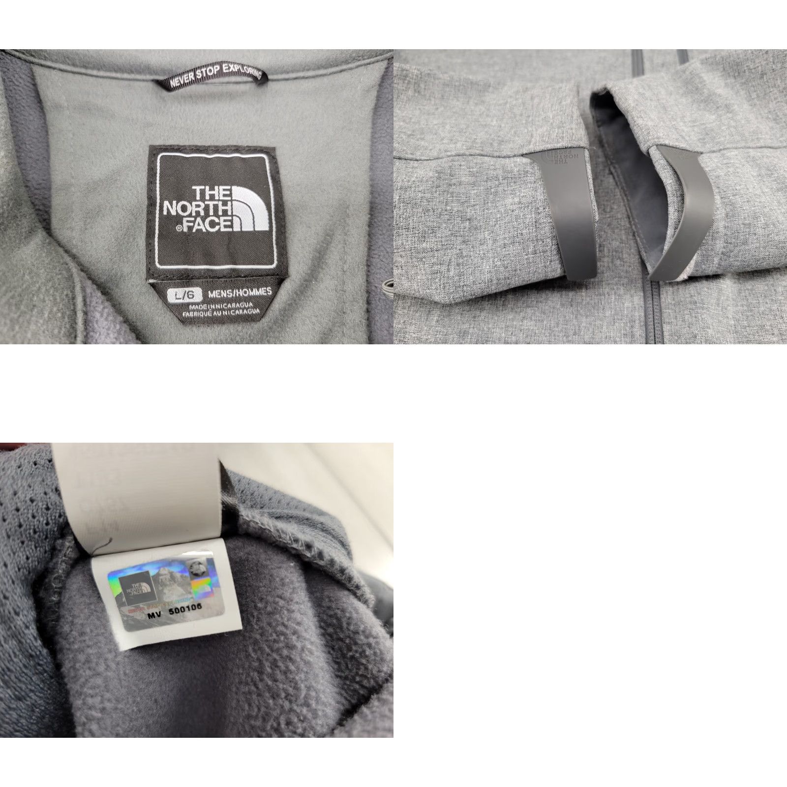 The North Face The North Face Gray Mens Large Jacket Softshell Windbreaker Hologram Tag Water Resistant Breathable Zip Front Full Zip Windwall - Mens Size US L / EU 52-54 / 3 - 8 Thumbnail