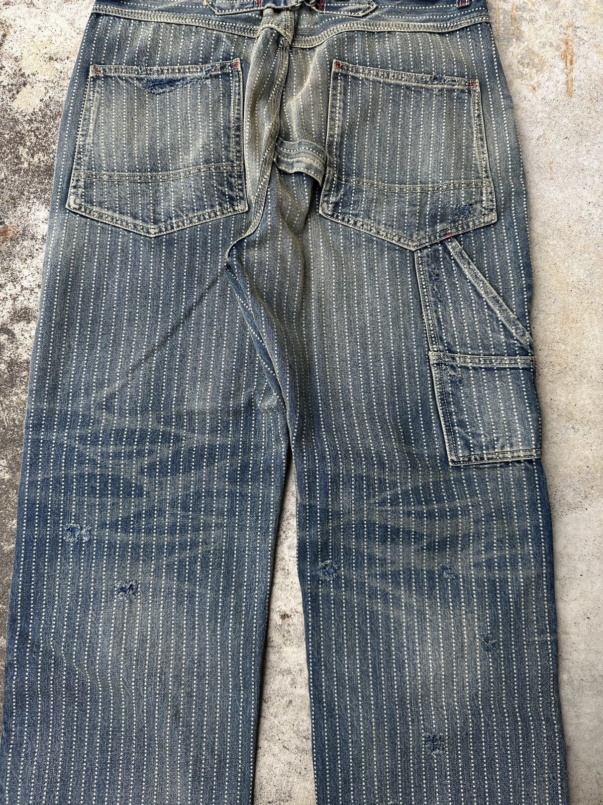 Japanese Brand Wabash Buckleback Double Knee Dungaree Striped Union Kountry Size US 36 / EU 52 - 13 Thumbnail
