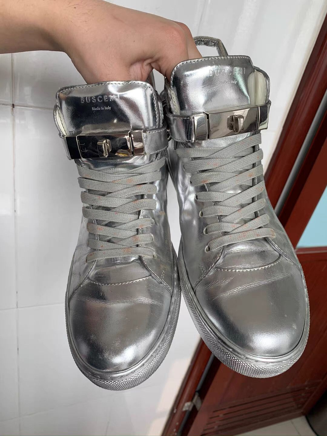 Buscemi BUSCEMI Silver Metal Lock Sneakers Size US 9 / EU 42 - 2 Thumbnail