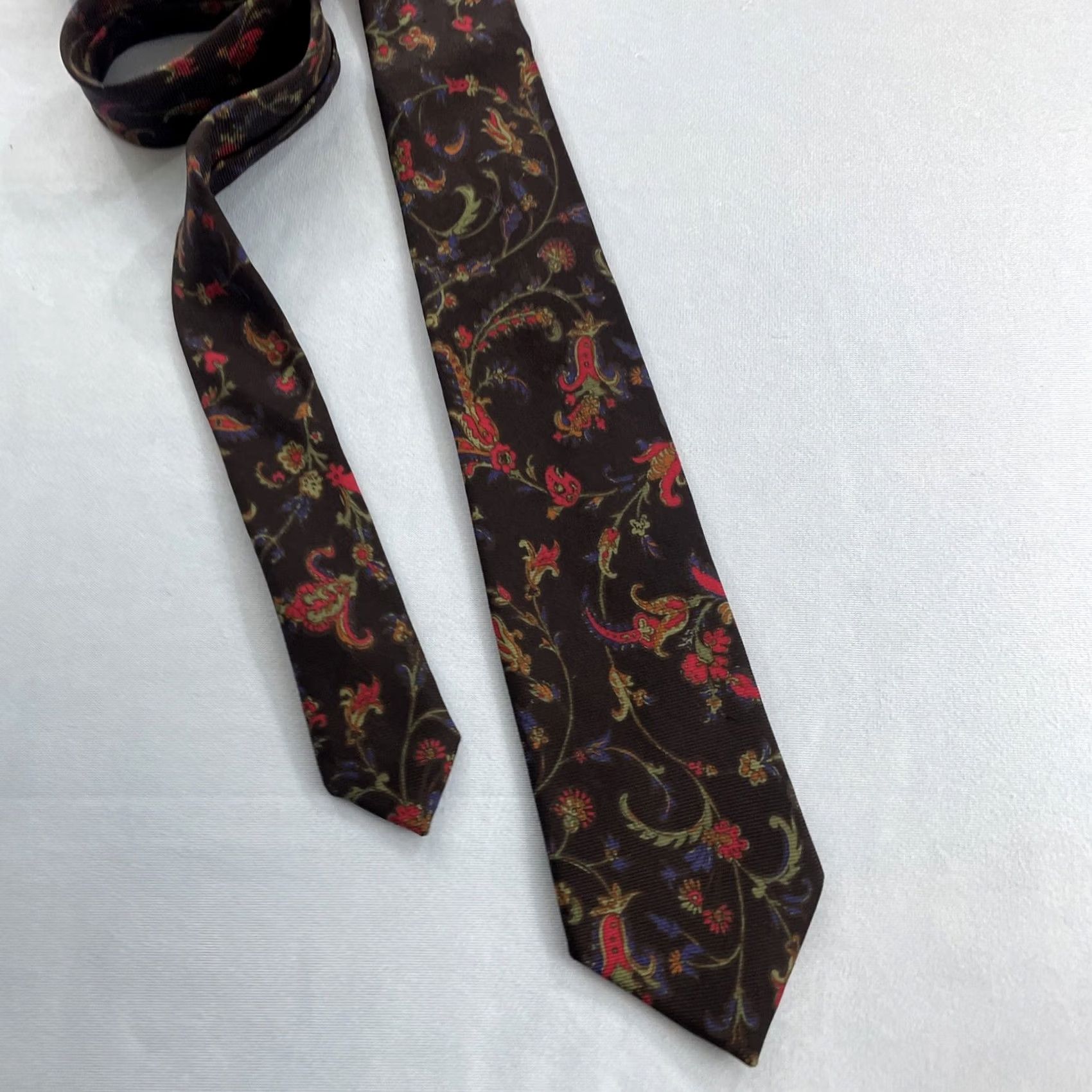 Vintage VINTAGE Drake's for Ben Silver Charleston Silk Tie Black Floral England Necktie 3.5x60" Size ONE SIZE - 3 Thumbnail