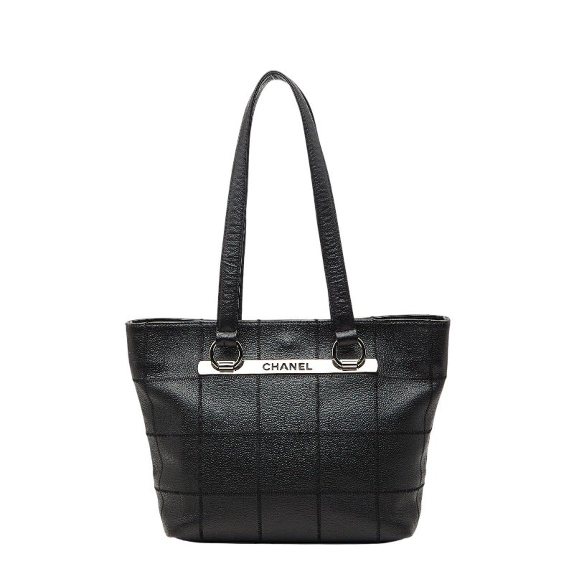 Chanel CHANEL Chocobar Logo Tote Bag Handbag Black Caviar Skin Women's Size ONE SIZE - 1 Thumbnail