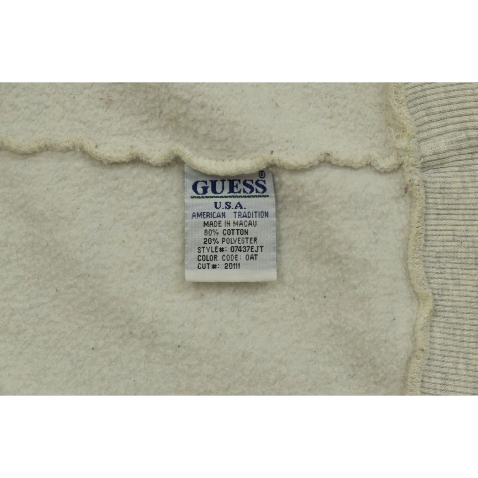 Guess VINTAGE GUESS JEANS Tiger Reserve Embroidered Sweatshirt XL Men White Oatmeal Pullover Knit Sweatshirt Size US XL / EU 56 / 4 - 8 Thumbnail