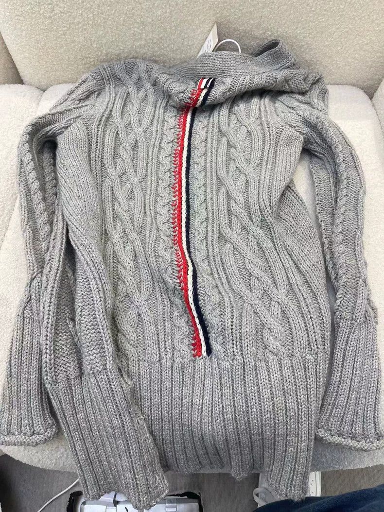Other Thom Browne Gray wool knitted flared shirt Size US XXS / EU 40 - 2 Thumbnail