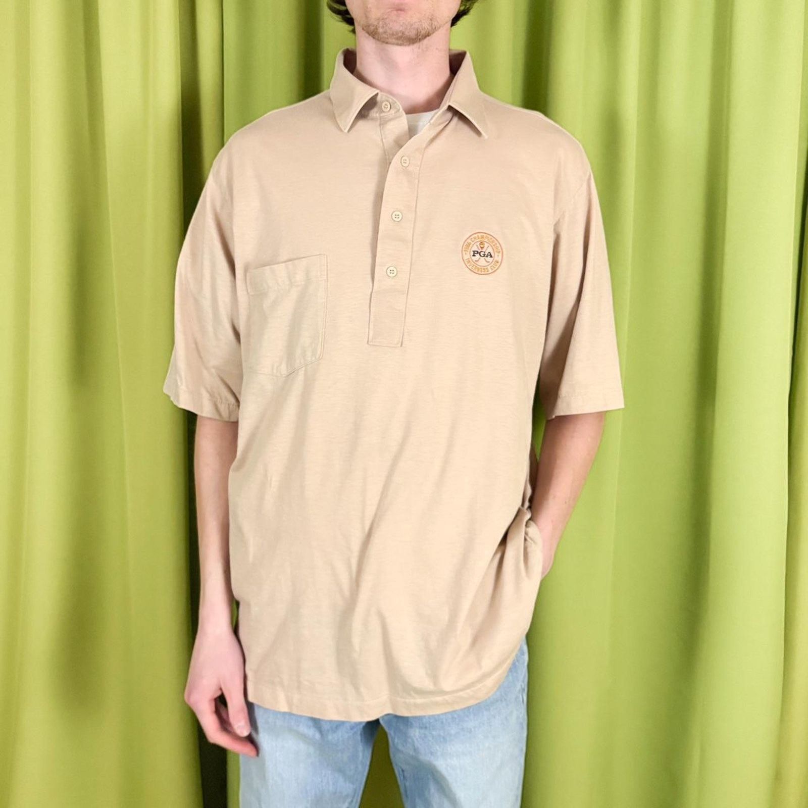 PGA Tour 80s Vintage Beige 1986 PGA Championship Inverness Club Polo Size US XL / EU 56 / 4 - 2 Thumbnail