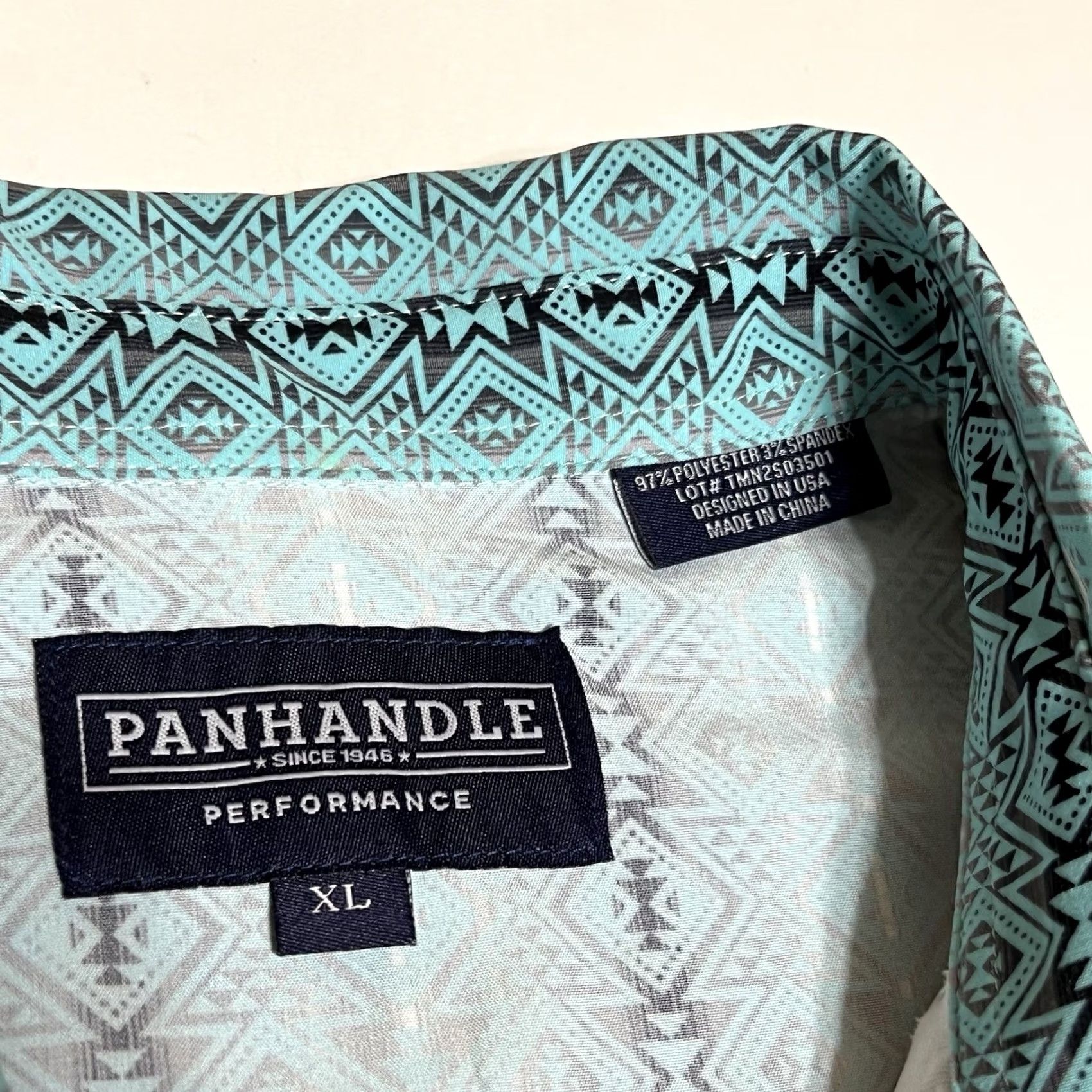 Vintage VINTAGE Panhandle Performance Mens XL Western Shirt Pearl Snap Aztec Turquoise Stretch Size US XL / EU 56 / 4 - 7 Thumbnail