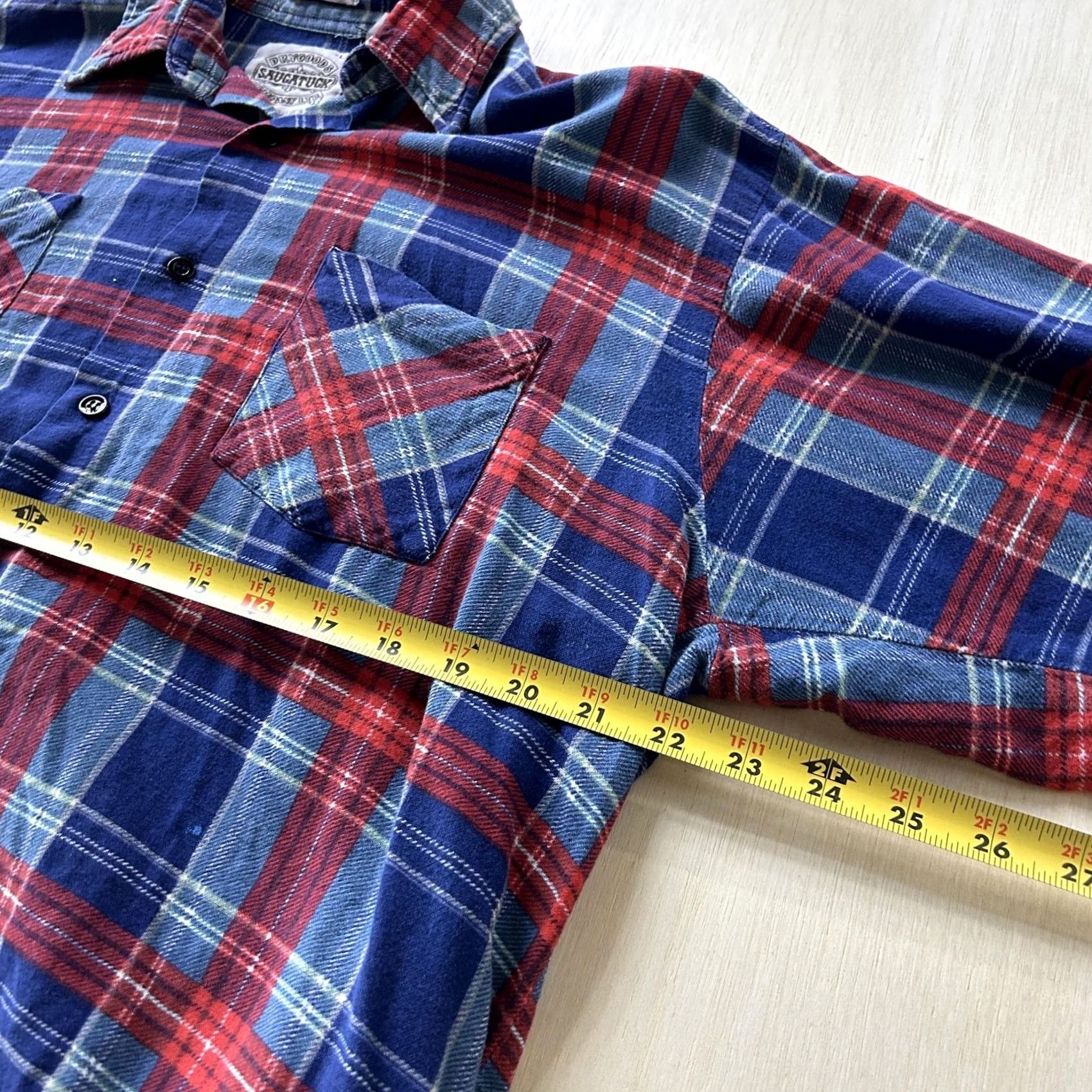 Vintage Dry Goods Saugatuck Shirt Mens Large Blue Plaid Long Sleeve Button Up Flannel Size US L / EU 52-54 / 3 - 6 Thumbnail